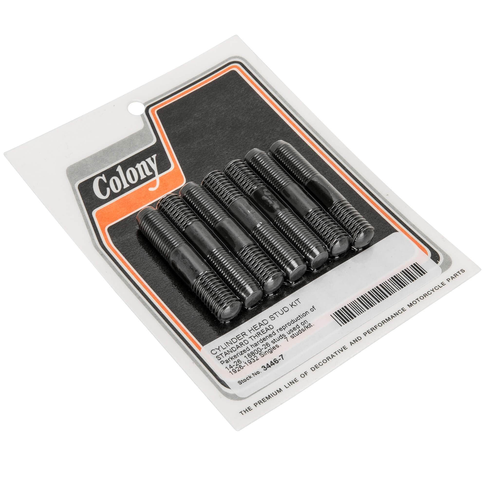 #3446-7 Cylinder Head Stud Kit 1926-1932 Harley-Davidson Singles - Parkerized