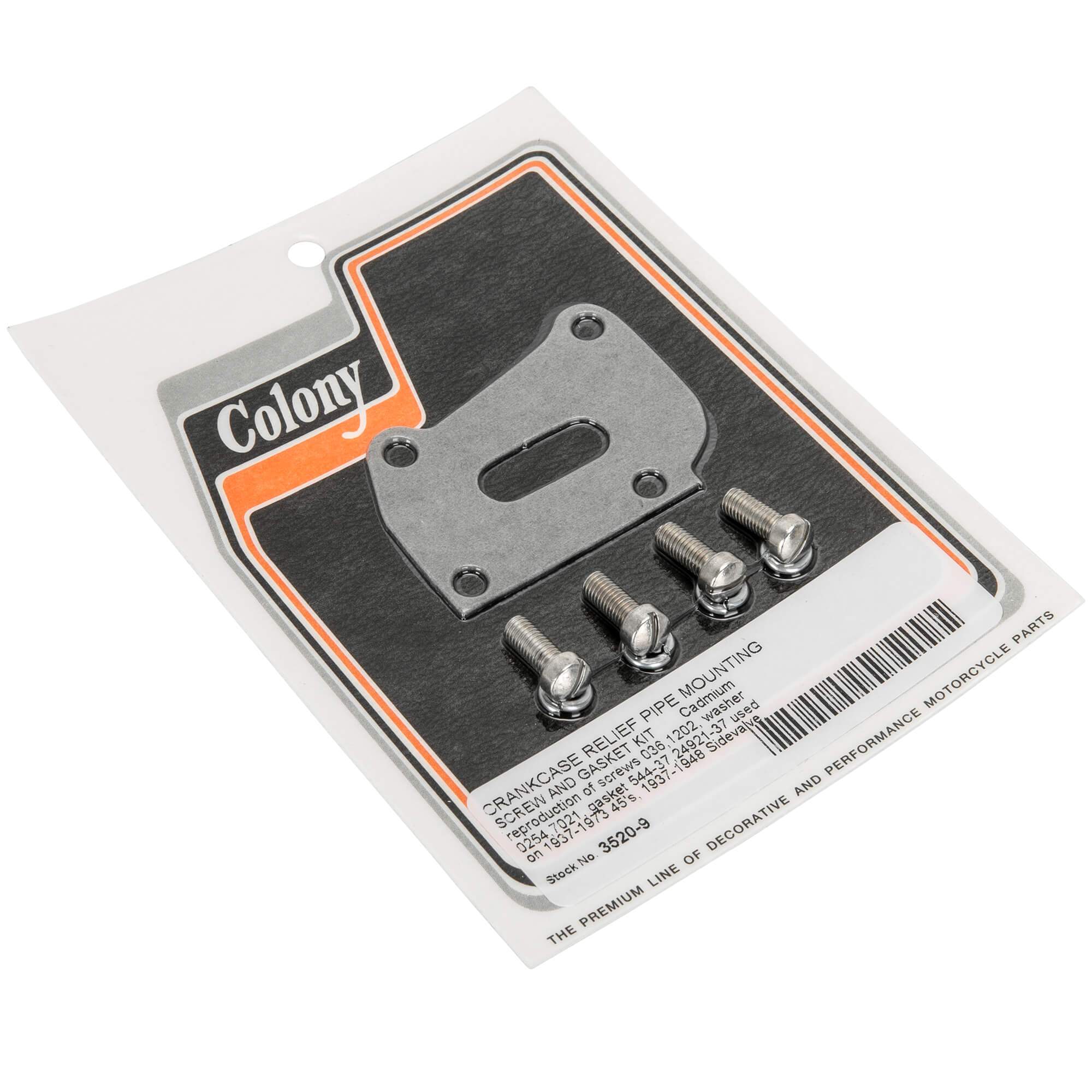 #3520-9 Crankcase Relief Pipe Gasket Kit 1937-1973 Harley-Davidson 45s 1937-1948 Sidevalve Models - CAD Plated