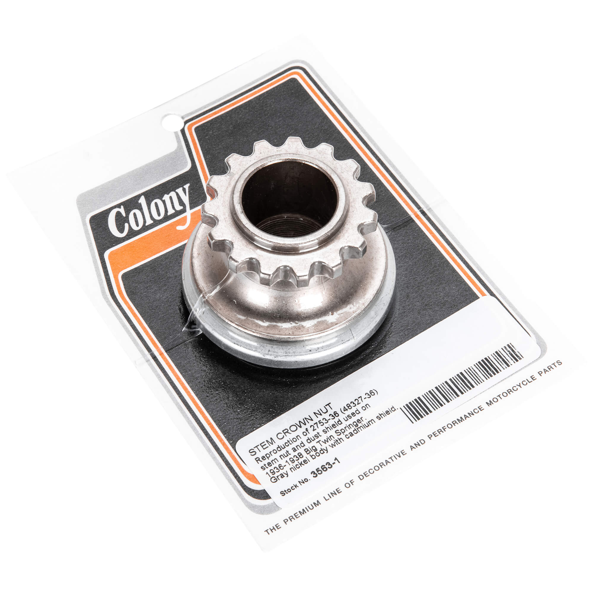 #3563-1 Stem Crown Nut 1936-1938 Harley-Davidson Big Twin Springer - CAD Plated