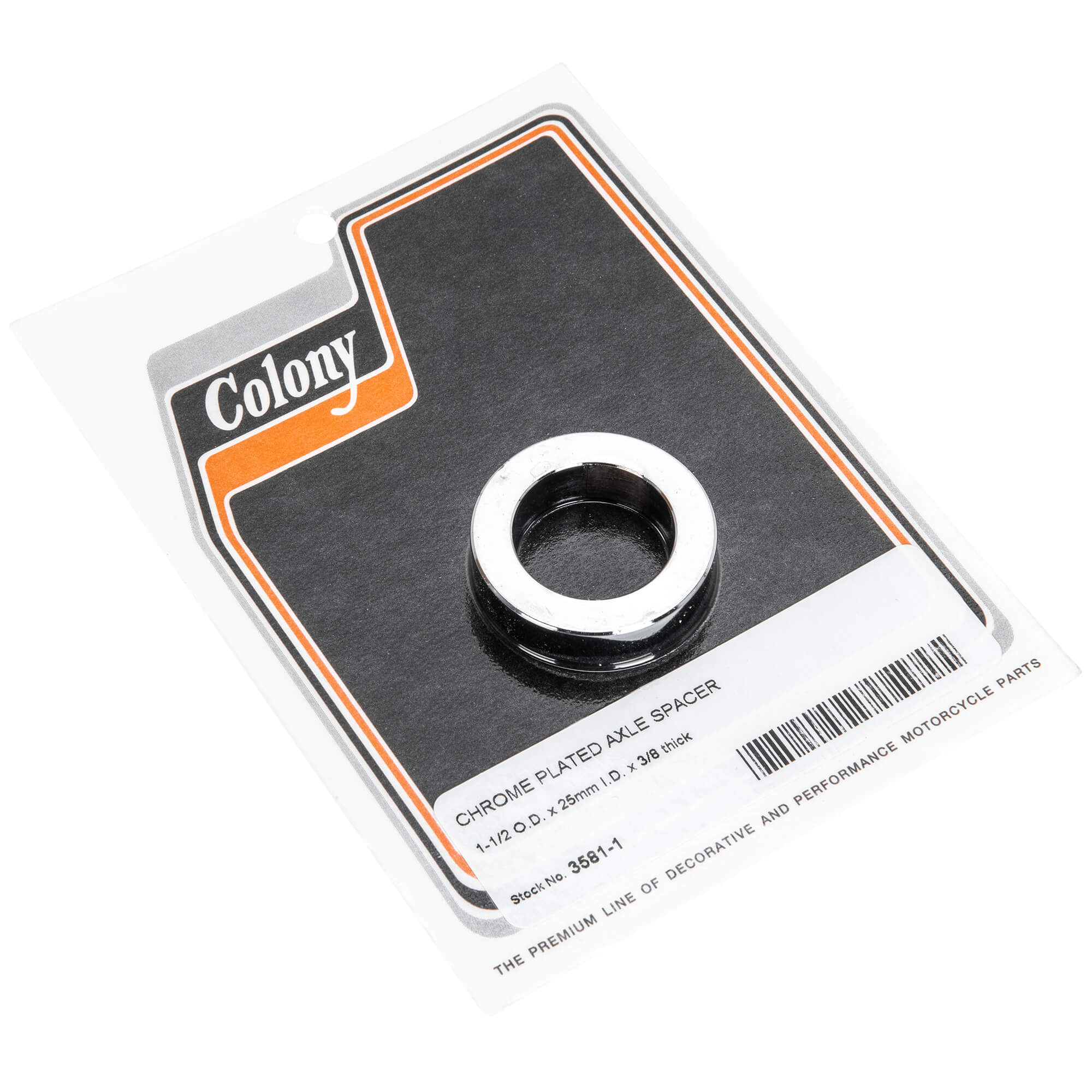 #3581-1 Axle Spacer - 1-1/2 inch O.D. x 25MM I.D. x 3/8 inch Thick - Chrome Plated