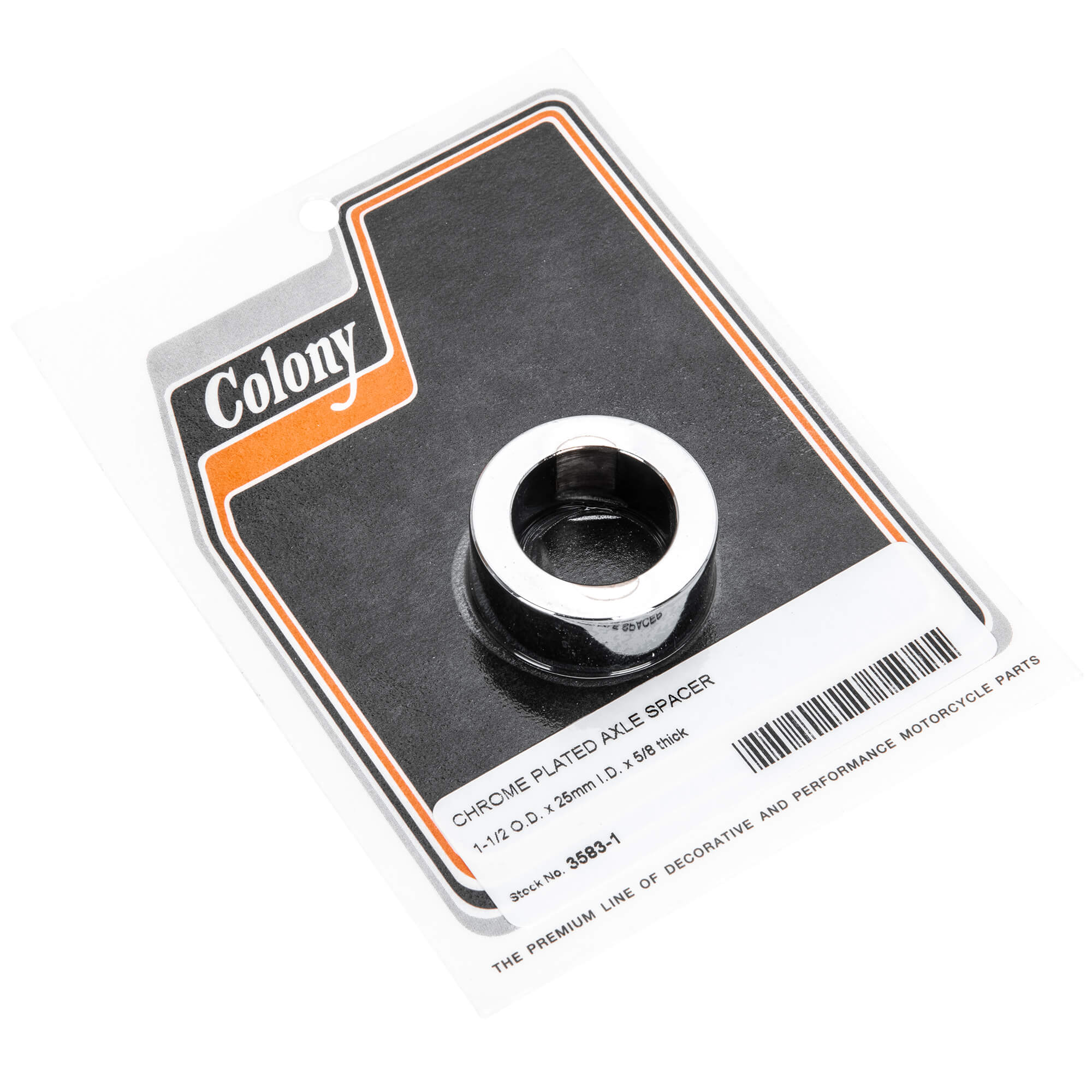 #3583-1 Axle Spacer - 1-1/2 inch O.D. x 25MM I.D. x 5/8 inch Thick - Chrome Plated