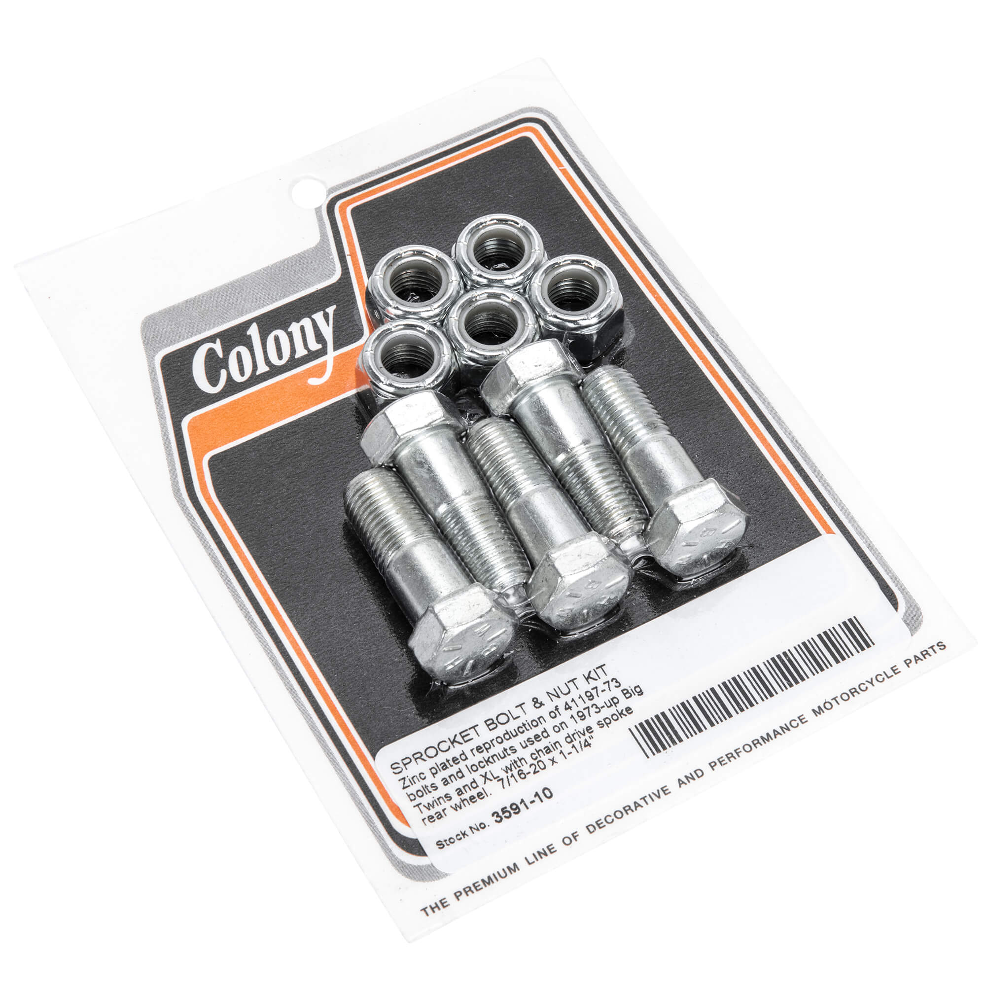 #3591-10 Sprocket Bolt & Nut Kit 1973-Up Harley-Davidson Big Twins/XL - Zinc Plated