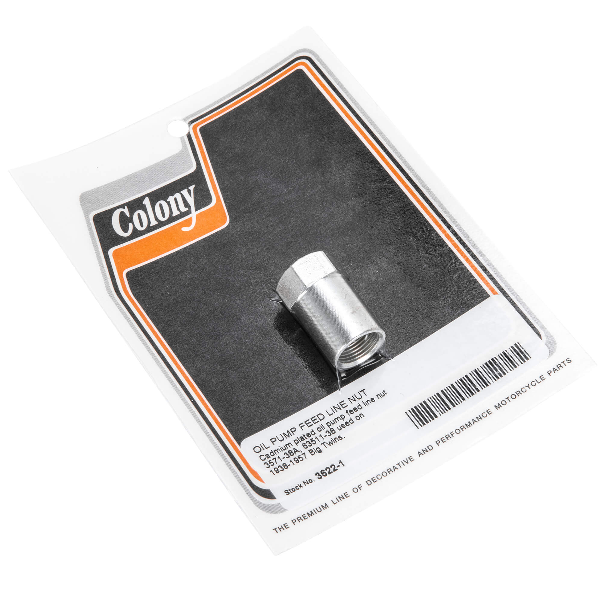 #3622-1 Oil Pump Feed Line Nut 1938-1957 Harley-Davidson Big Twins - CAD Plated