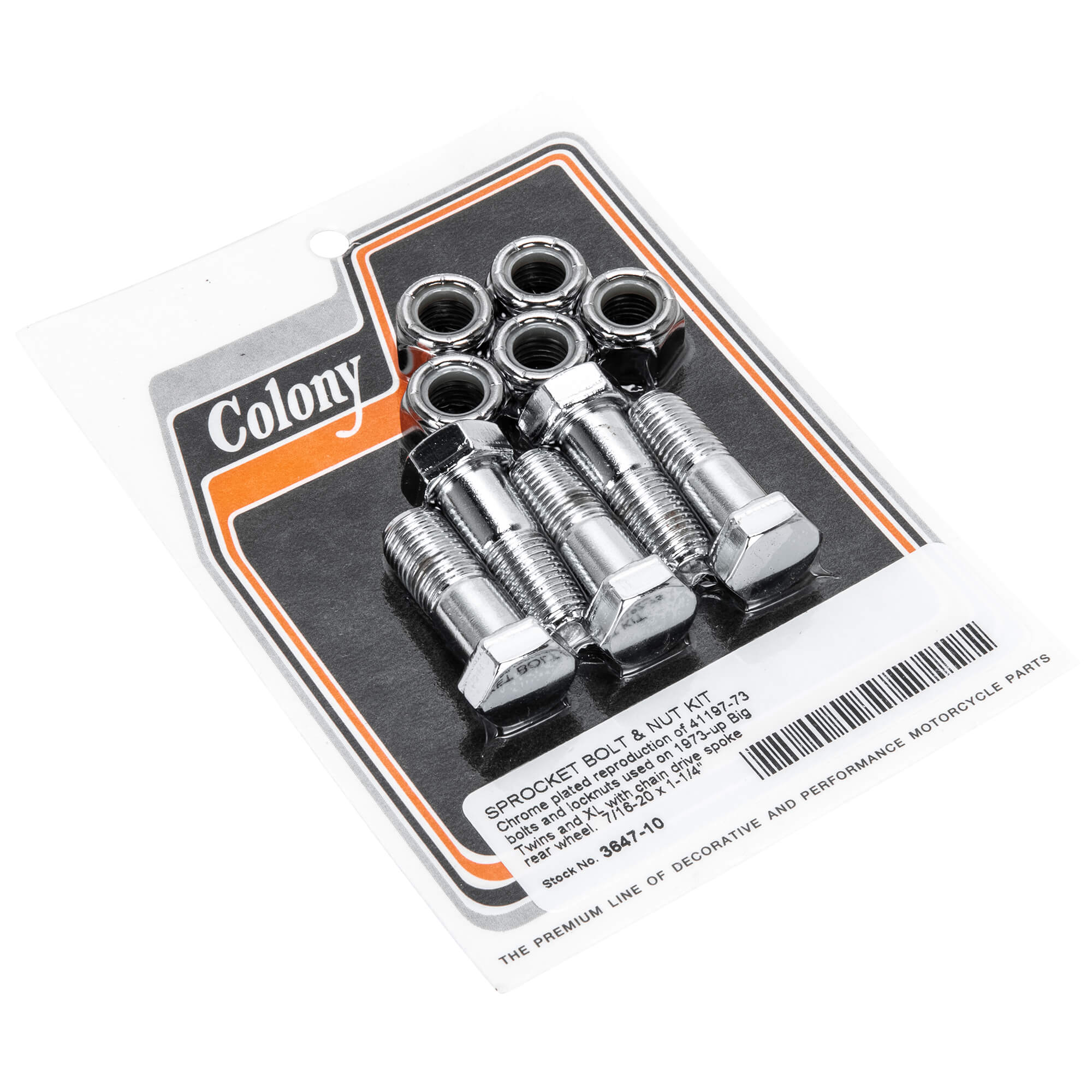 #3647-10 Sprocket Bolt Kit 1973-Up Harley-Davidson Big Twin & Sportster Chain Drive Models - Chrome Plated