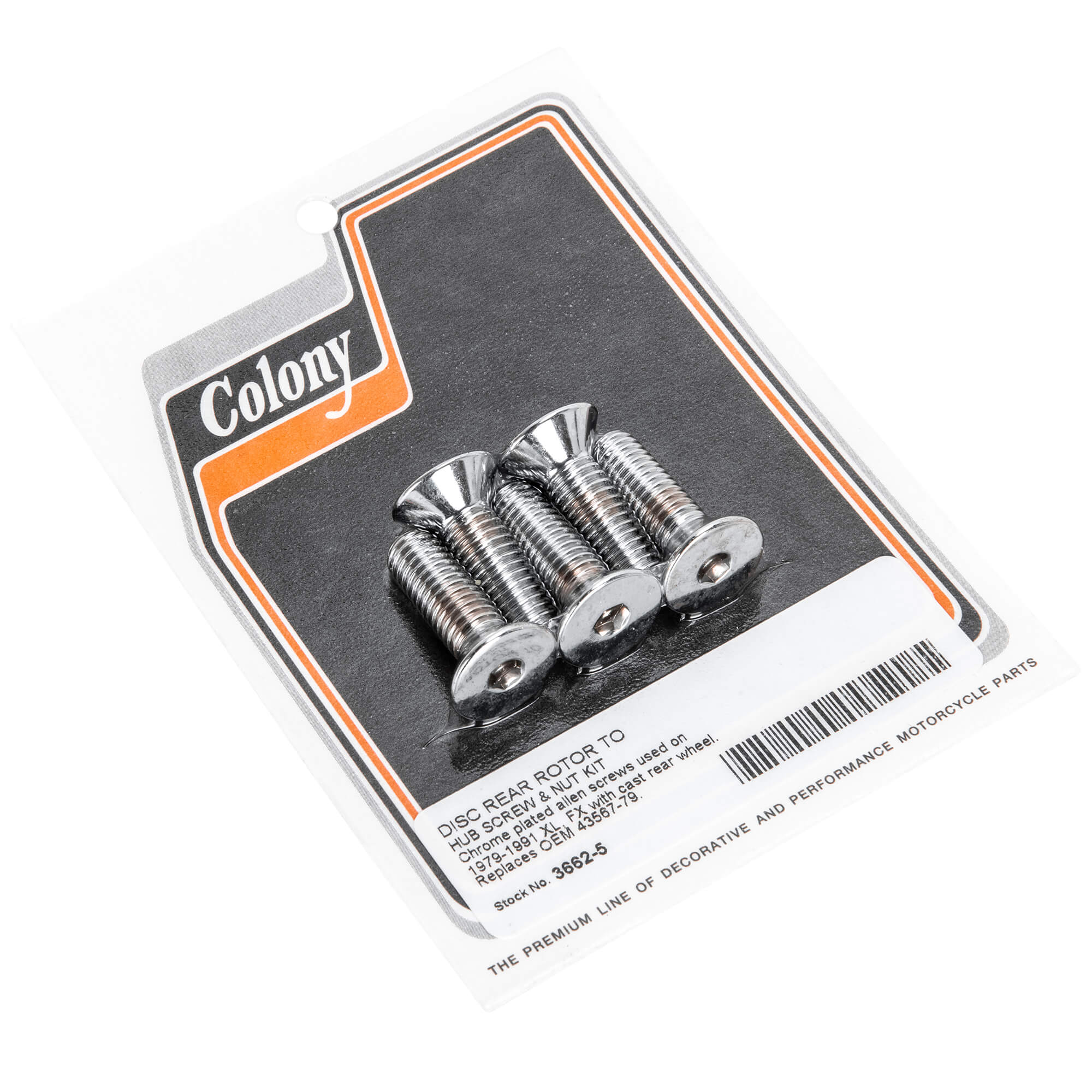 #3662-5 Disc Rotor Allen Screw & Nut Kit 1979-1991 Harley-Davidson XL/FX (Cast Wheel) - Chrome Plated