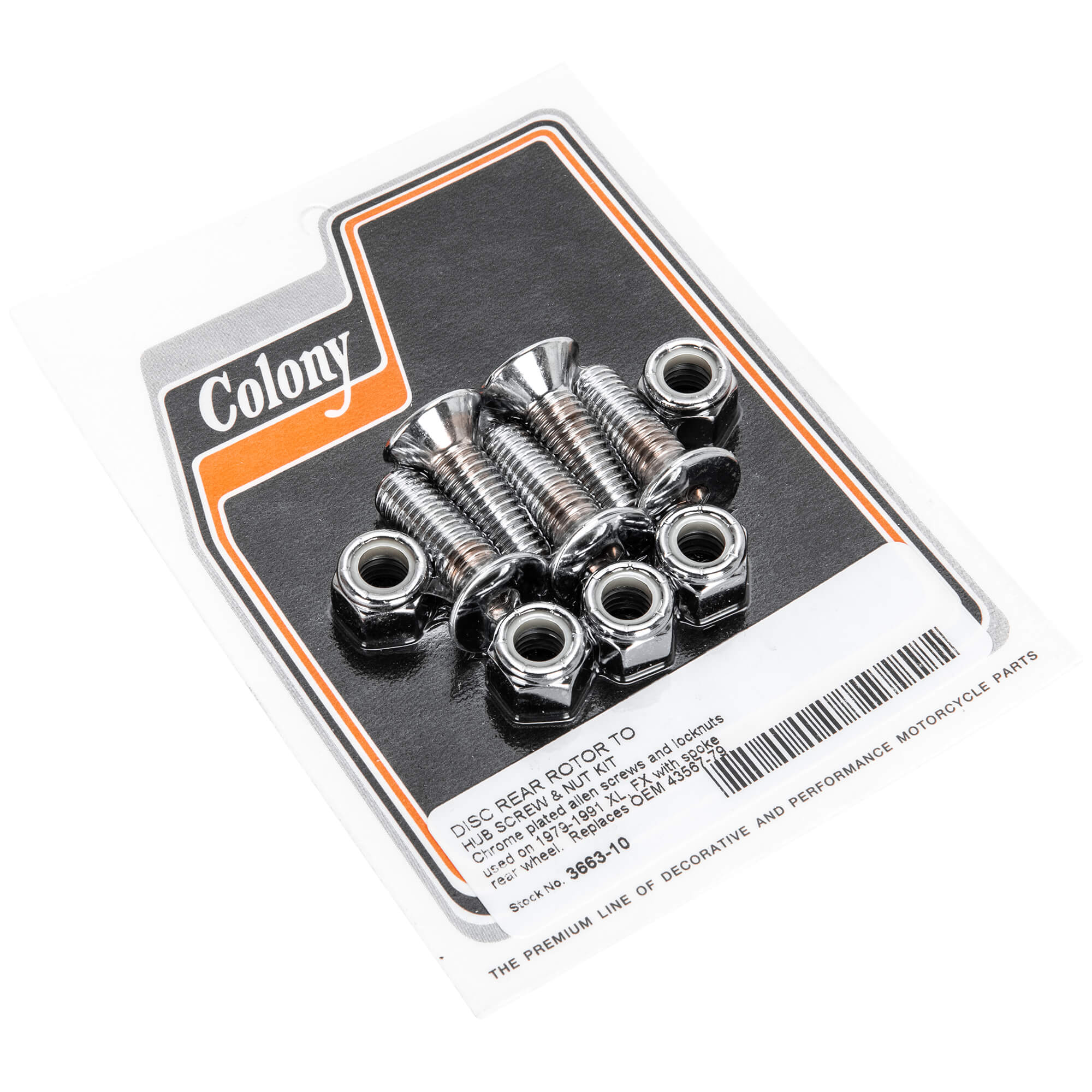 #3663-10 Disc Rotor Allen Screw & Nut Kit 1979-1991 Harley-Davidson XL/FX (Spoked Wheel) - Chrome Plated