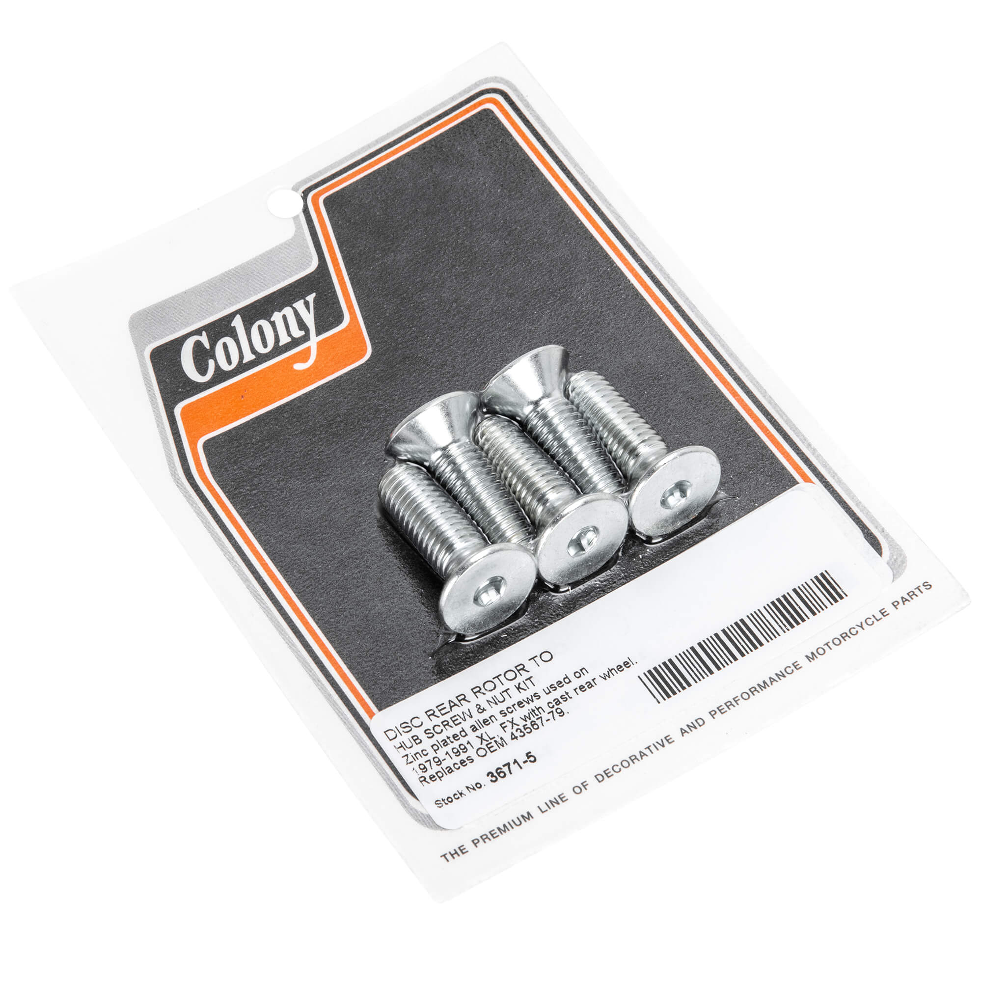 #3671-5 Disc Rotor Allen Screw & Nut Kit 1979-1991 XL/FX (Cast Wheel) - Zinc Plated