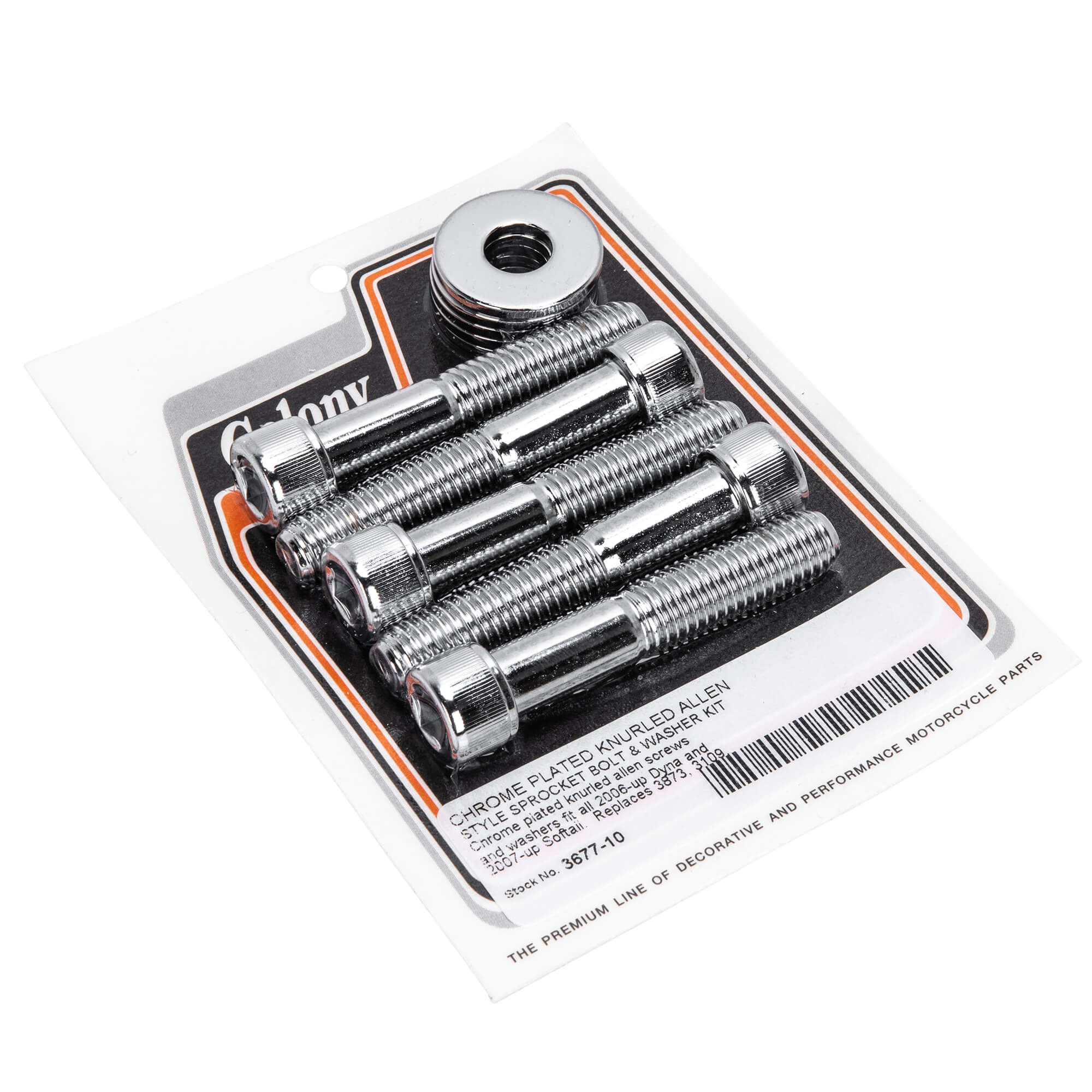 #3677-10 Sprocket Allen Bolt Kit 2007-Up Harley-Davidson Softail 2006-Up Dyna - Chrome Plated