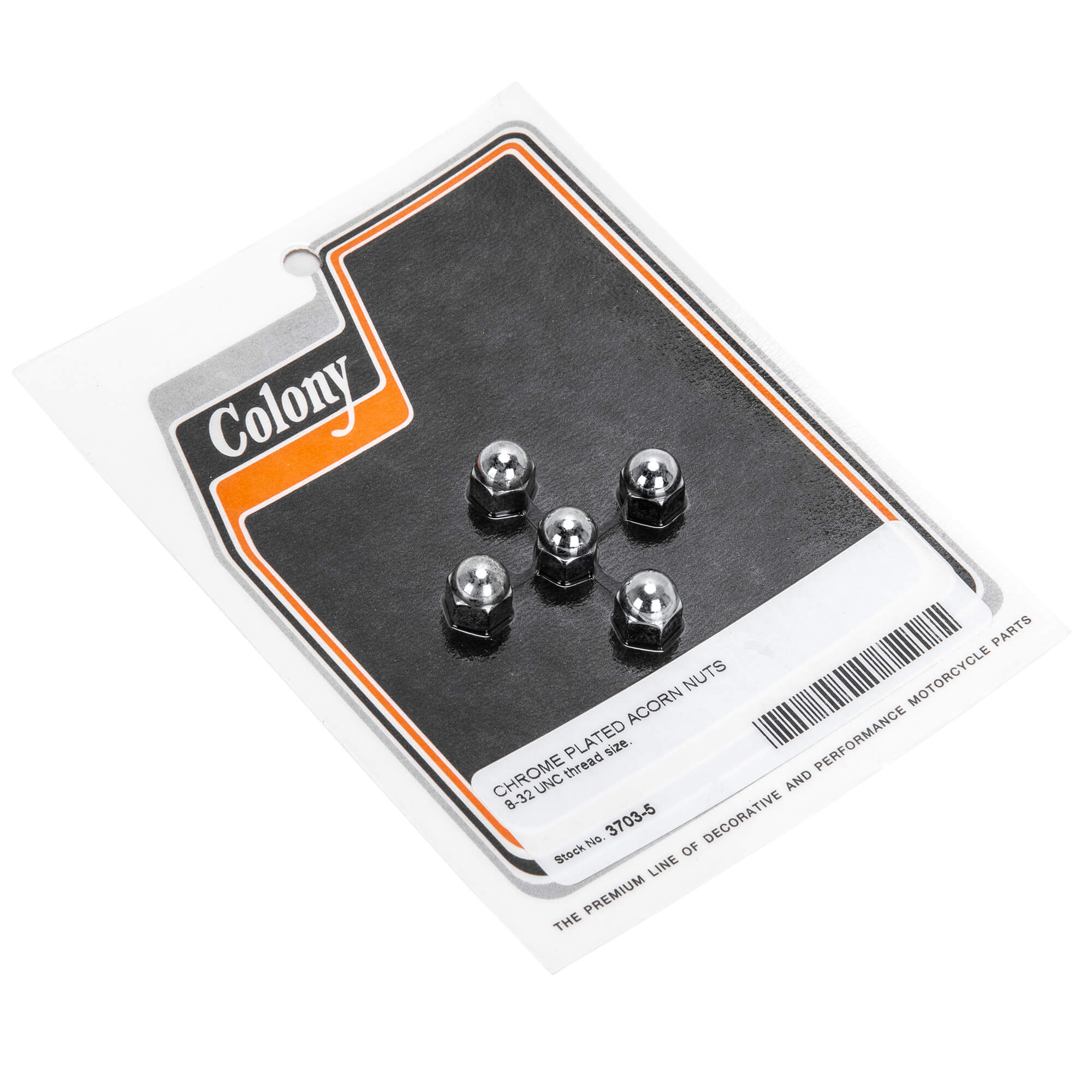 #3703-5 Acrorn Nut 8-32 UNC Thread - 5 Pack - Chrome Plated