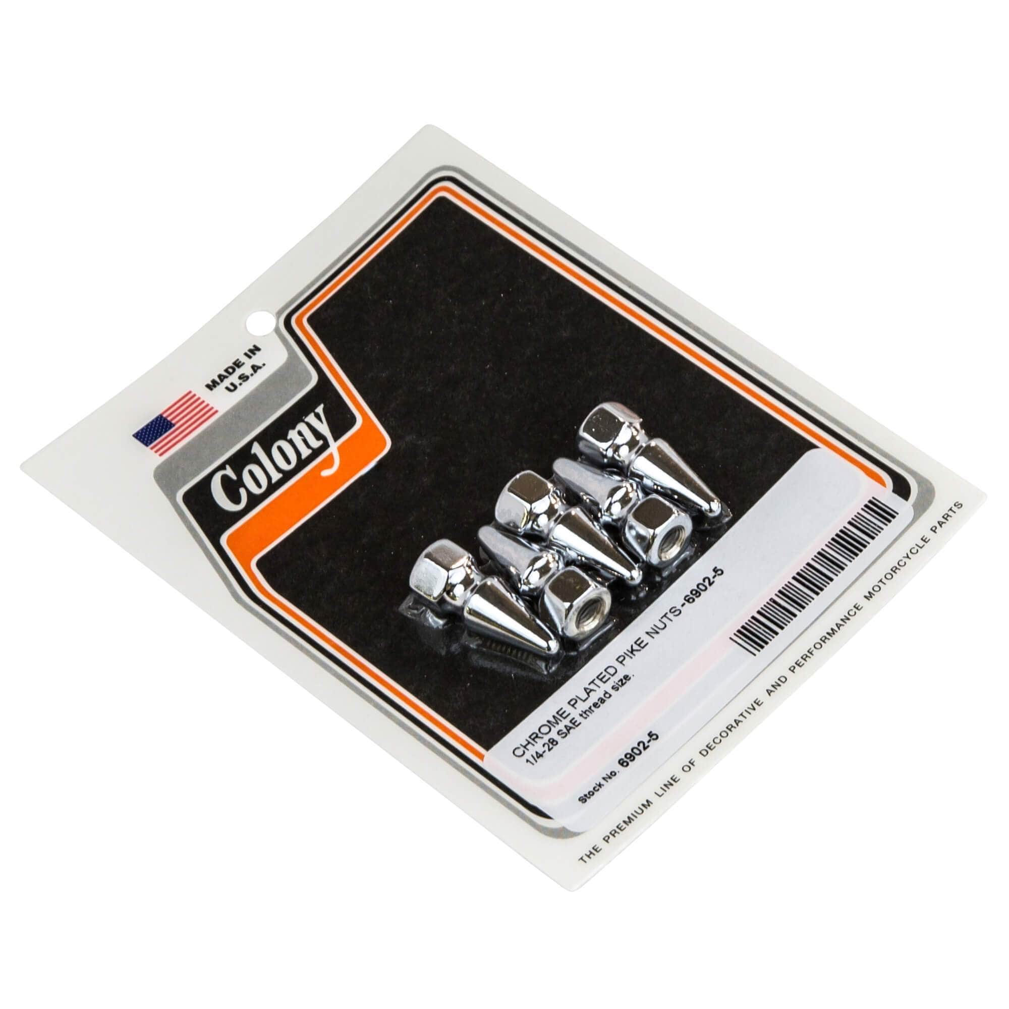 #6902-5 1/4-28 SAE Chrome Plated Pike Nuts - 5 Pack
