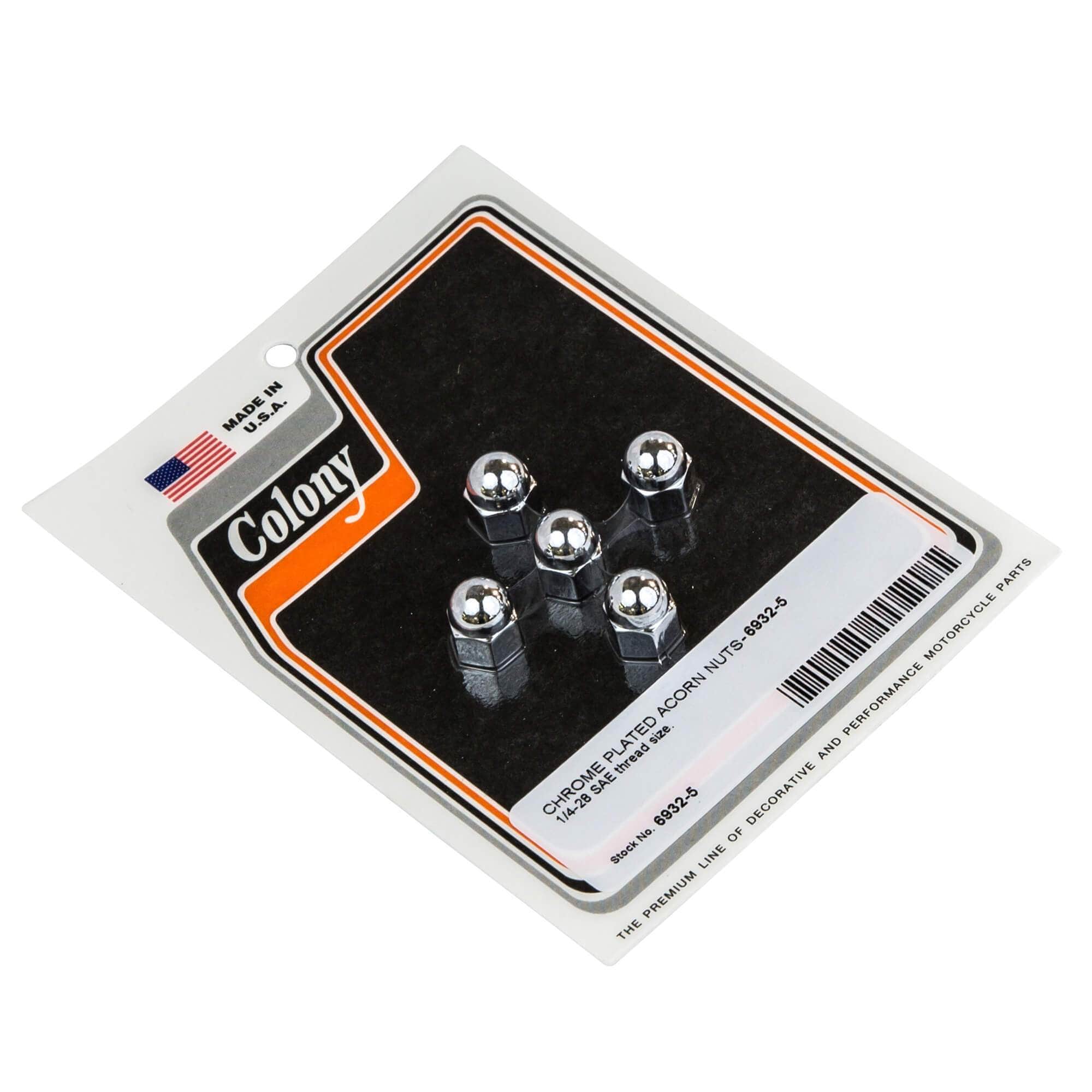 #6932-5 1/4-28 SAE Chrome Plated Acorn Nuts - 5 Pack
