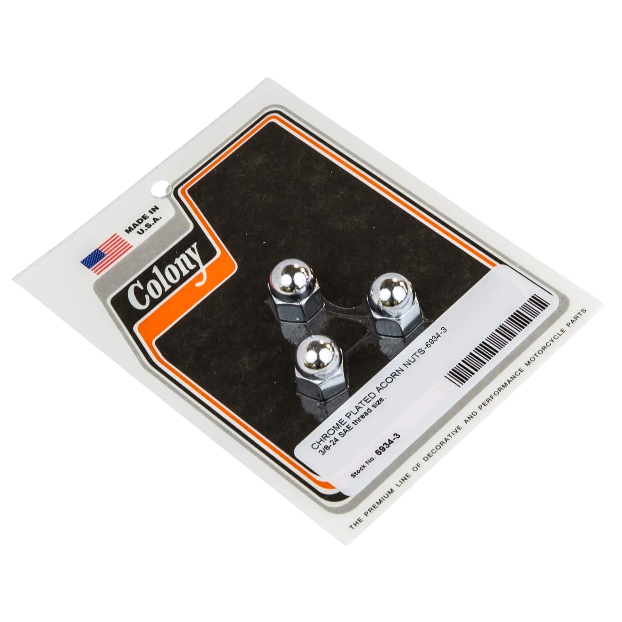 #6934-3 3/8-24 SAE Chrome Plated Acorn Nuts - 3 Pack
