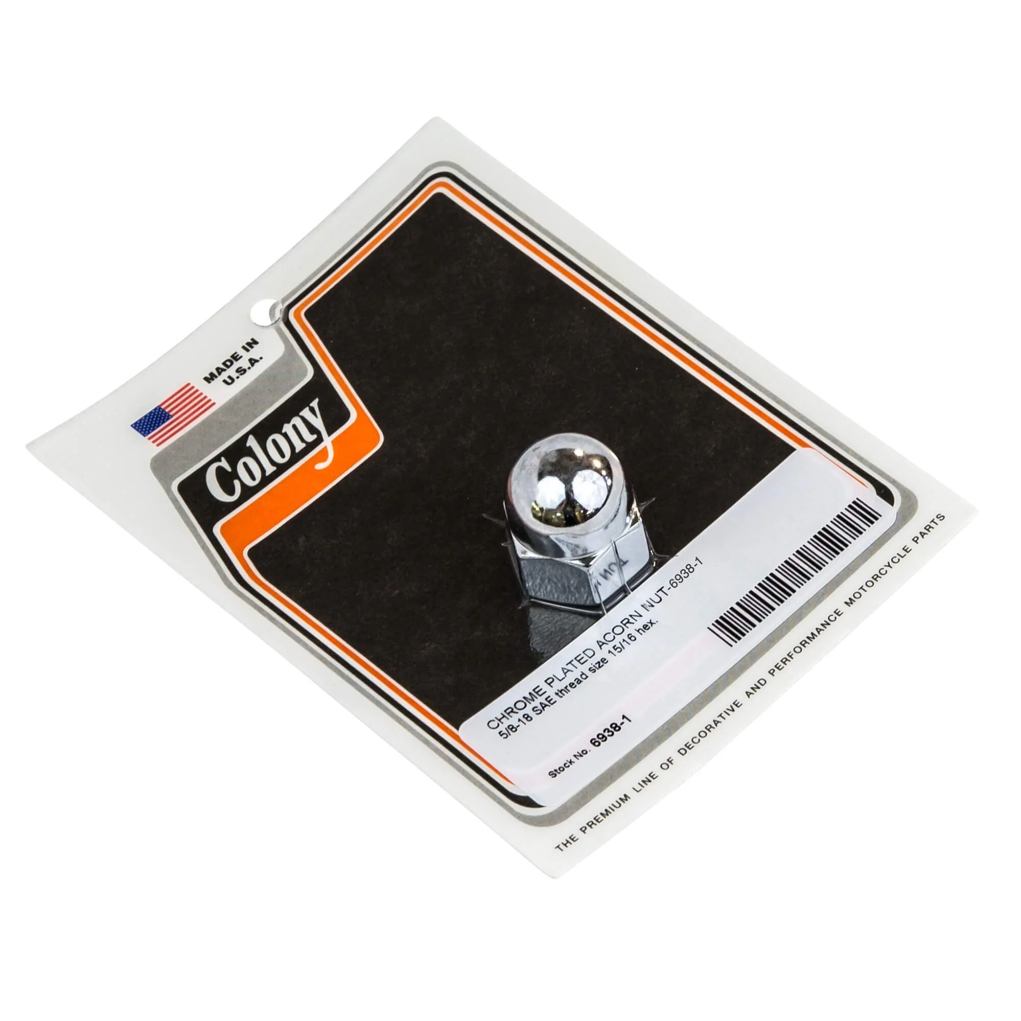 #6938-1 5/8-18 SAE Chrome Plated Acorn Nut - 15/16 inch Hex