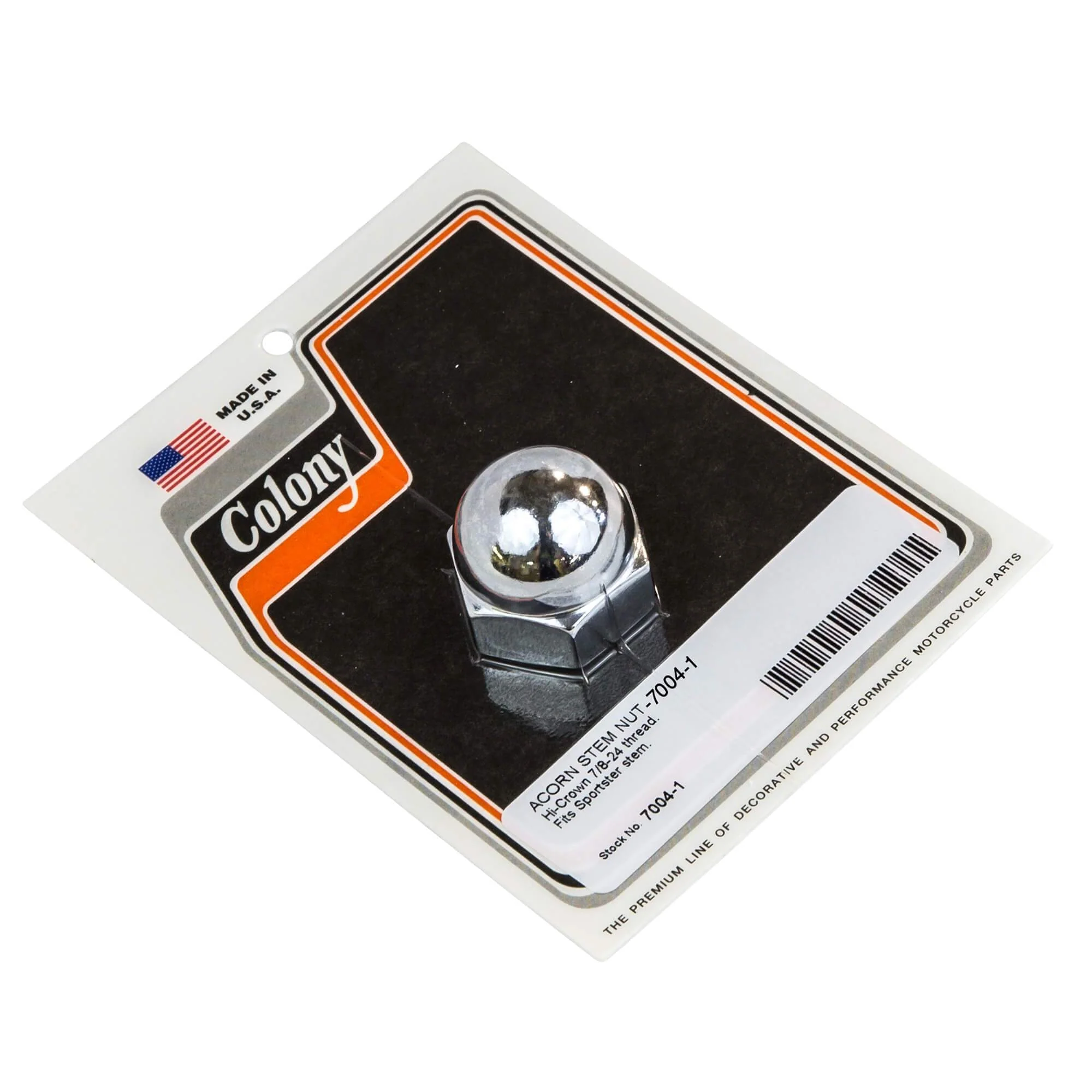 #7004-1 Acorn Stem Nut High Crown 7/8-24 - Harley-Davidson Sportster Stem - Chrome Plated