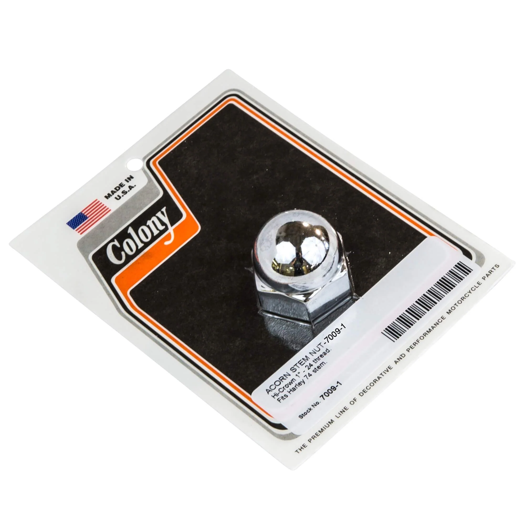 #7009-1 High Crown Acorn Stem 1-24 inch Thread - 1930-1977 Harley-Davidson 74s - Chrome Plated