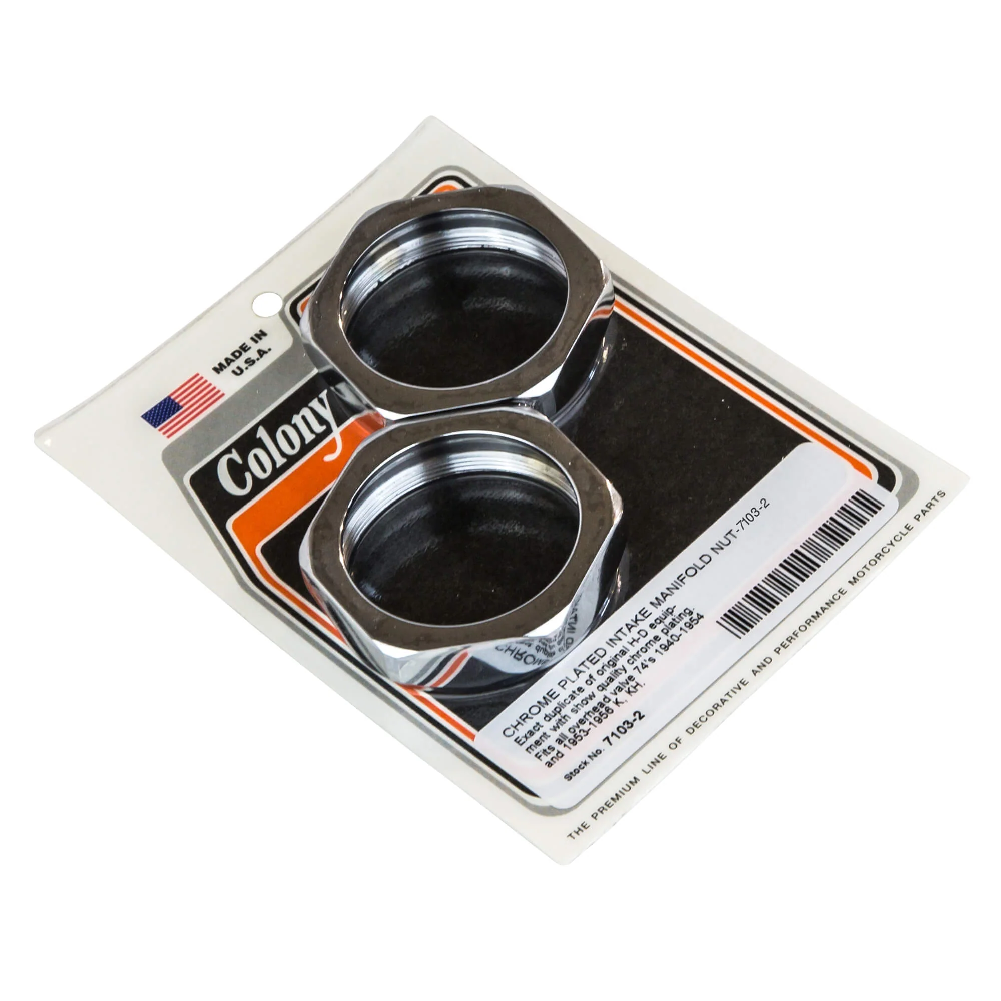 #7103-2 Intake Manifold Nuts - 1940-1954 Overhead Valve Harley-Davidson 74's 1953-56 K/KH - Chrome Plated