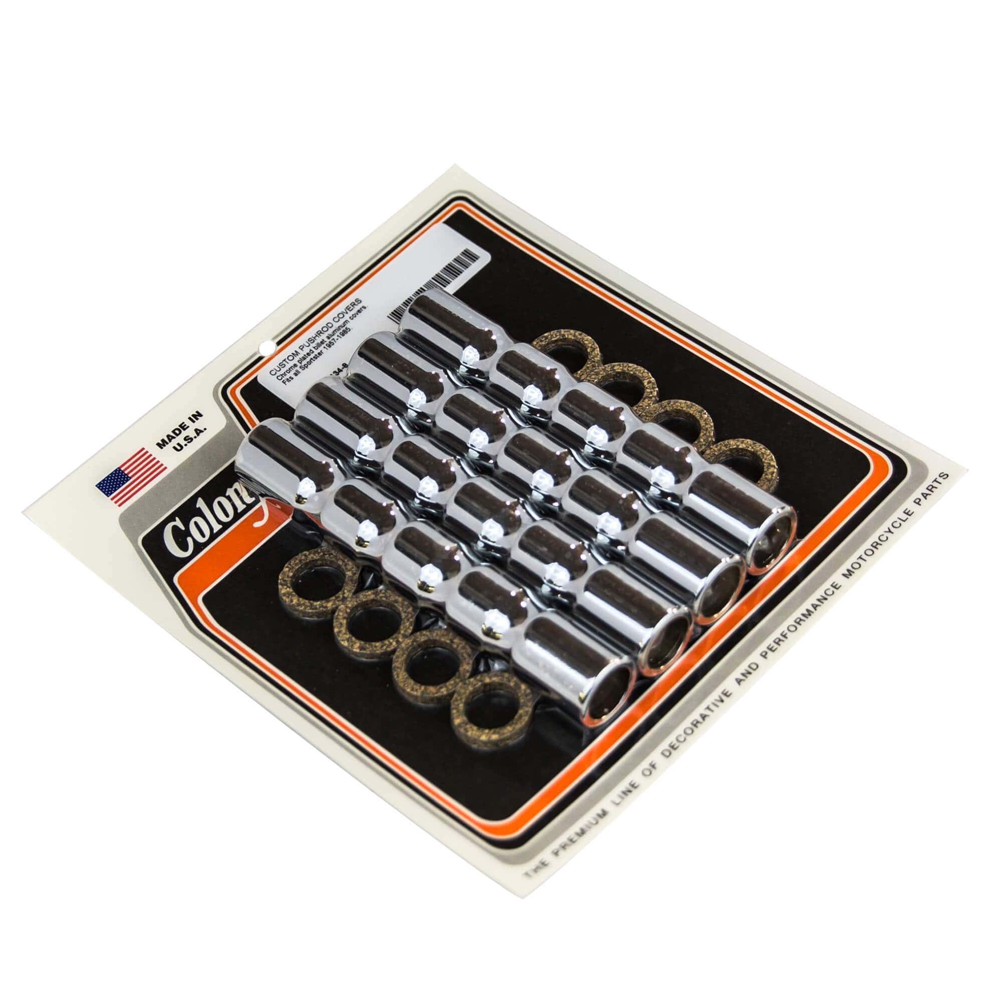 #7134-8 Custom Aluminum Pushrod Covers - 1957-1979 Harley-Davidson Sportster - Chrome Plated