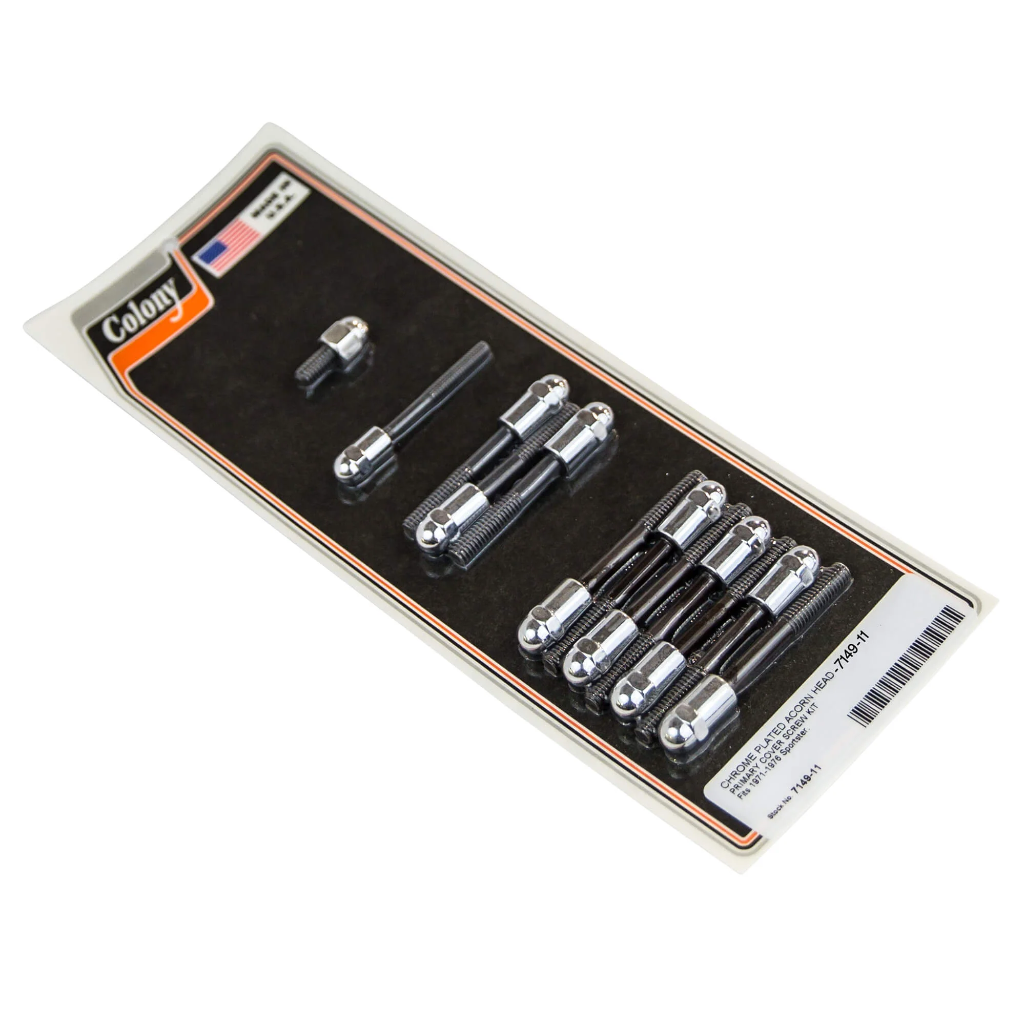 #7149-11 Acorn Head Primary Cover Screw Kit - 1971-1976 Harley-Davidson Sportster - Chrome Plated