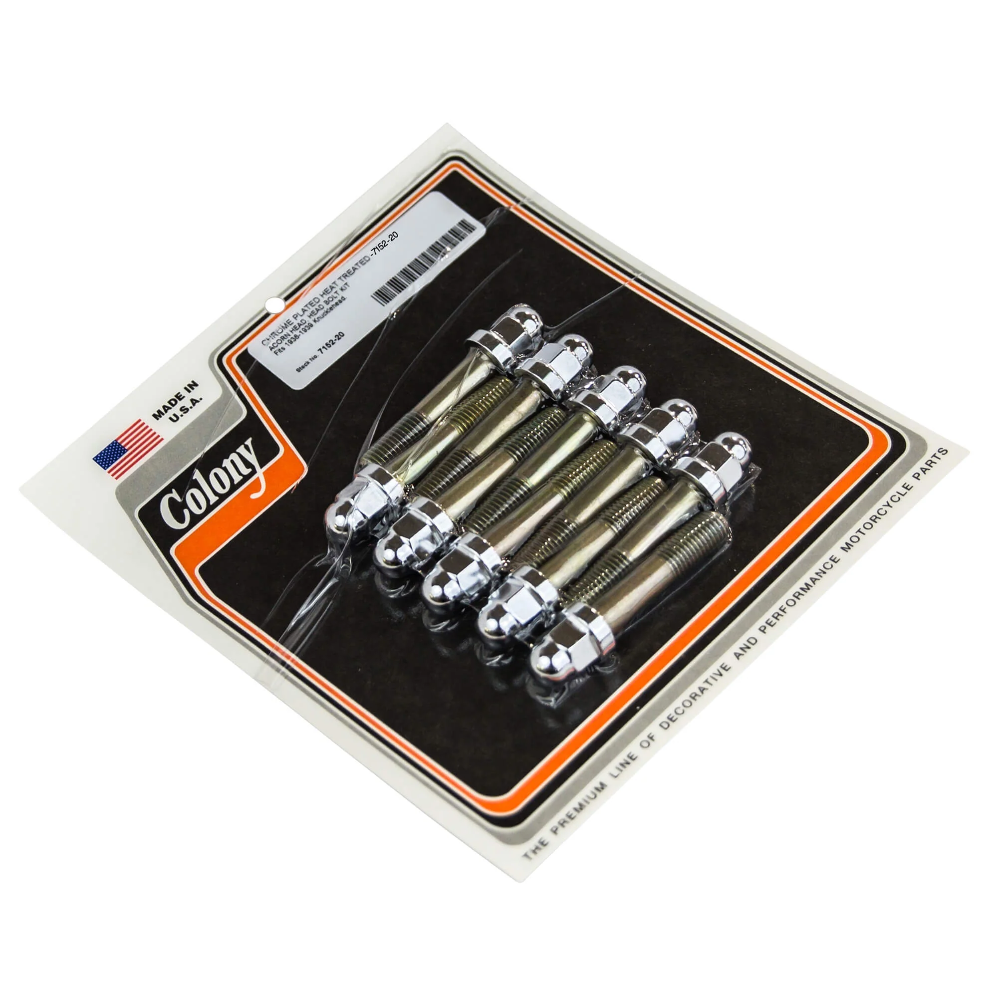 #7152-20 Heat Treated Acorn Head Bolt Kit - 1936-1939 Harley-Davidson Knucklehead - Chrome Plated