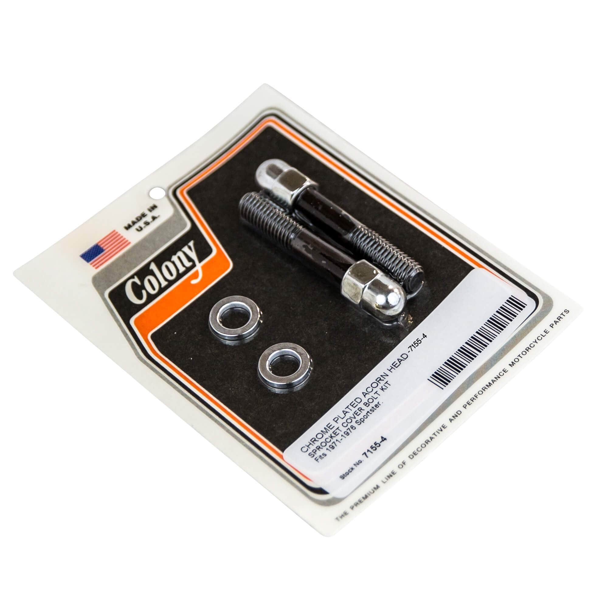 #7155-4 Acorn Head Sprocket Cover Bolt Kit - 1971-1976 Harley-Davidson Sportster - Chrome Plated