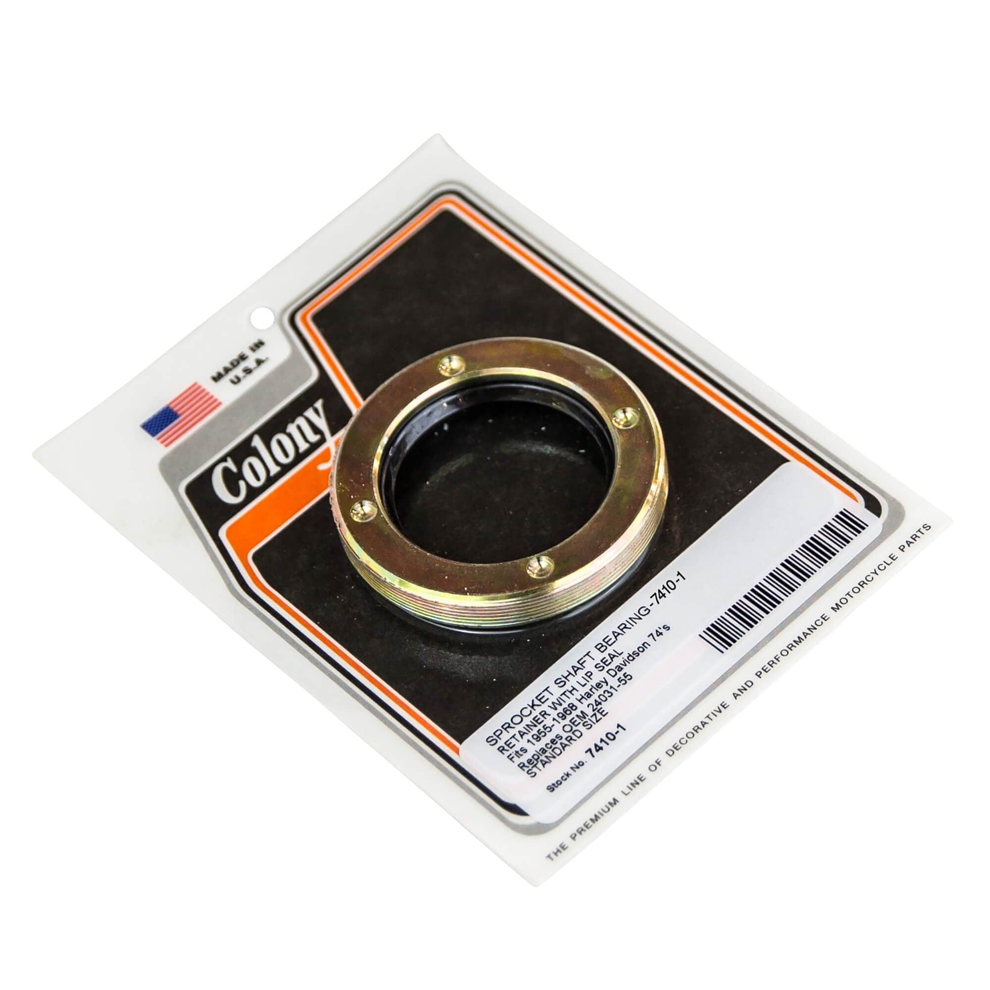 #7410-1 Sprocket Shaft Bearing Retainer with Lip Seal Standard Size Replaces 1955-1968 Harley-Davidson 74's
