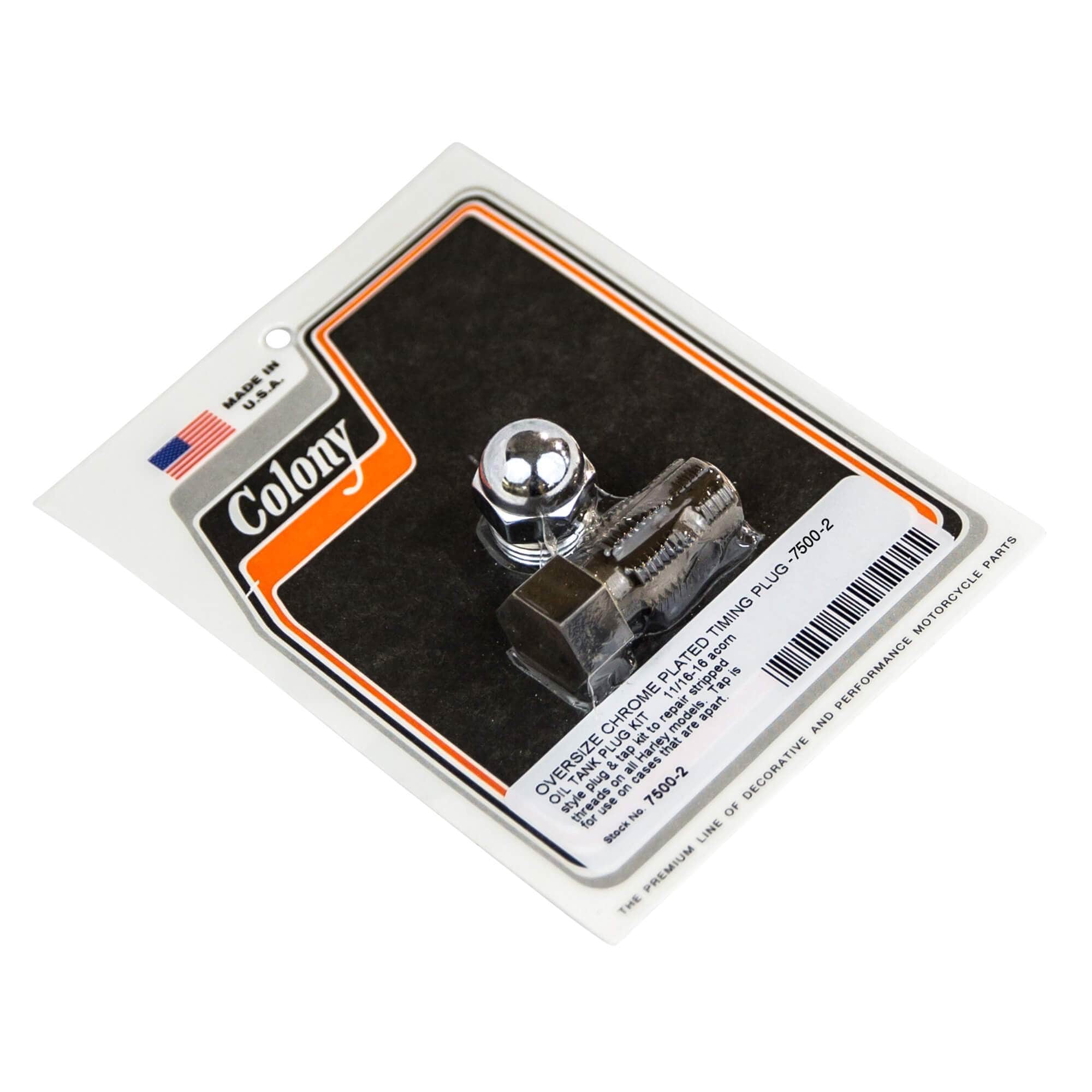 #7500-2 Oversize Timing Plug/Oil Tank Plug & Tap Kit 11/16-16 Thread - Chrome Plated