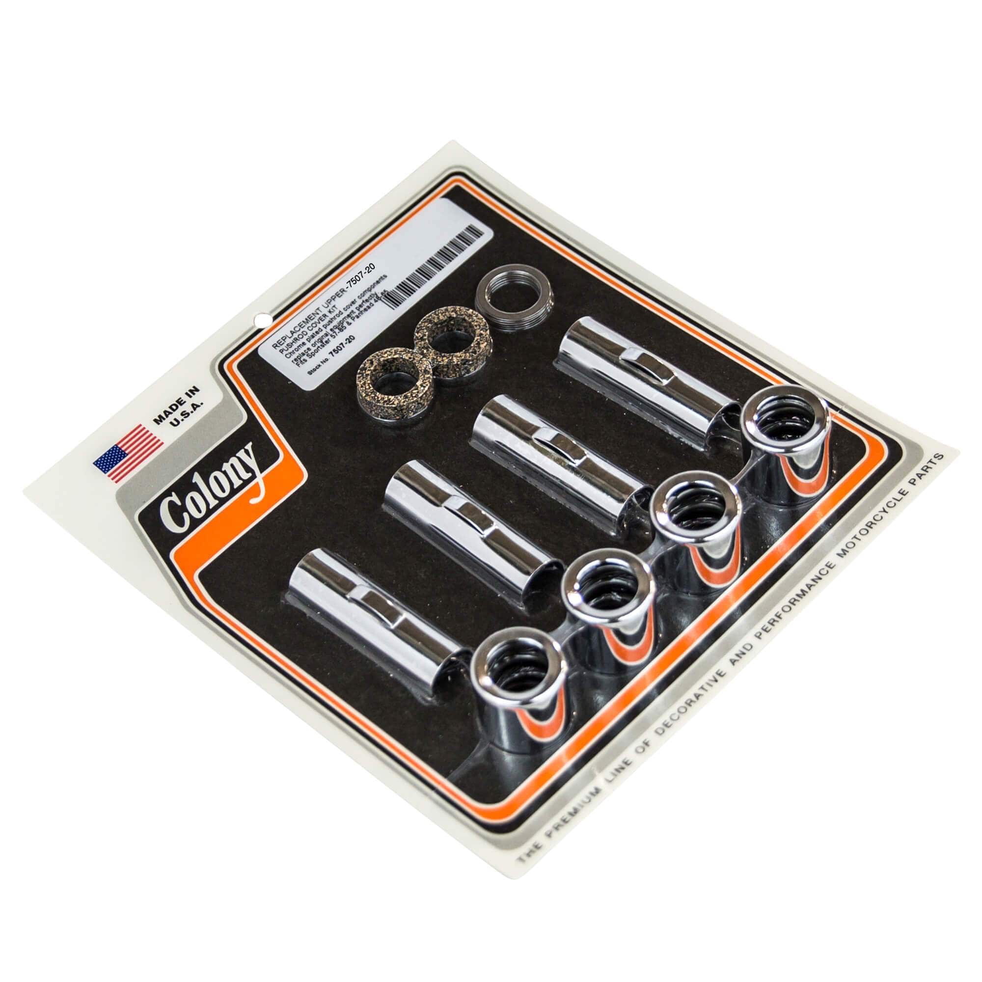 #7507-20 Upper Pushrod Cover Kit 1957-1985 Sportster 1948-1965 Panhead - Chrome Plated