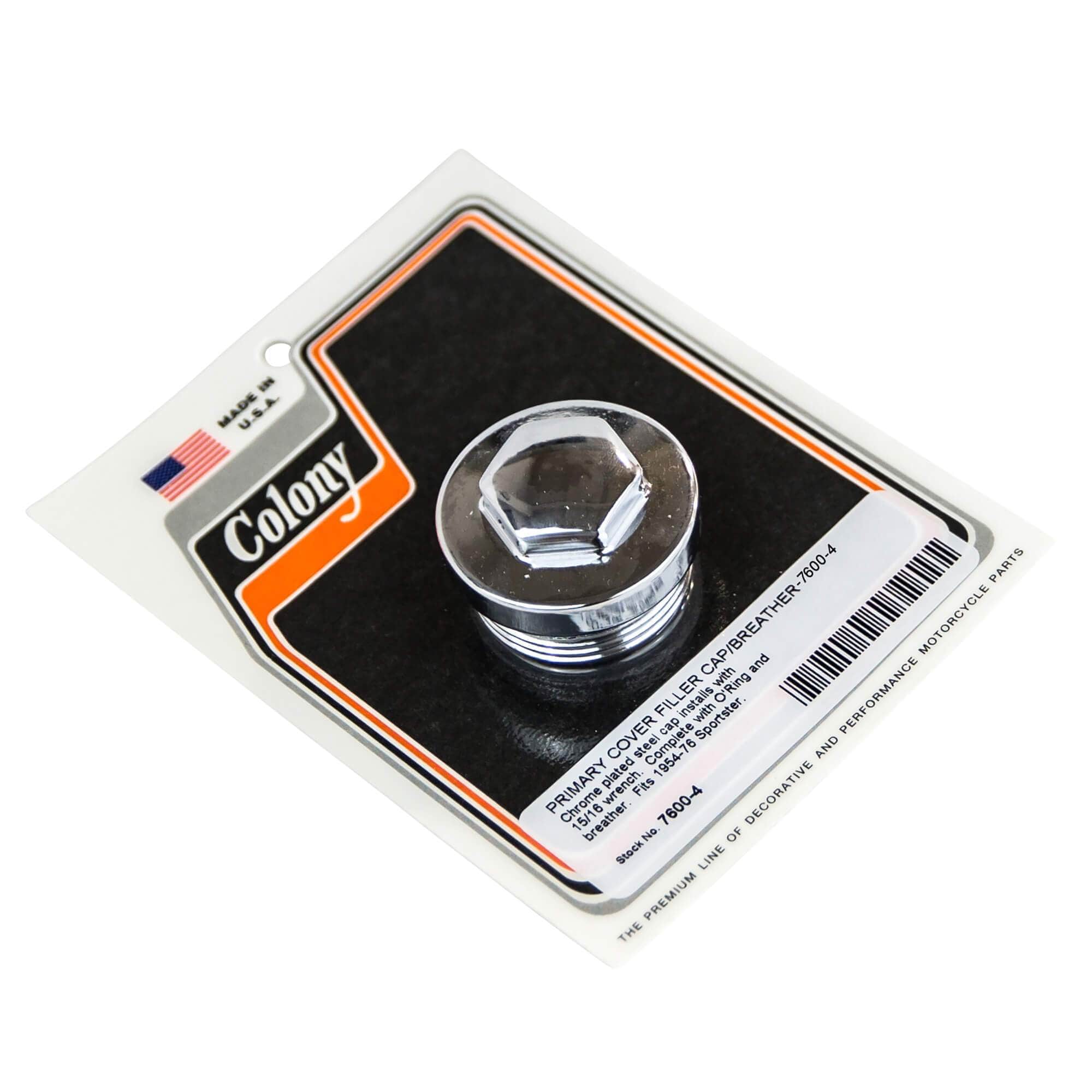 #7600-4 Primary Cover Filler Cap/Breather With O-ring 1954-1976 Harley-Davidson Sportster - Chrome Plated