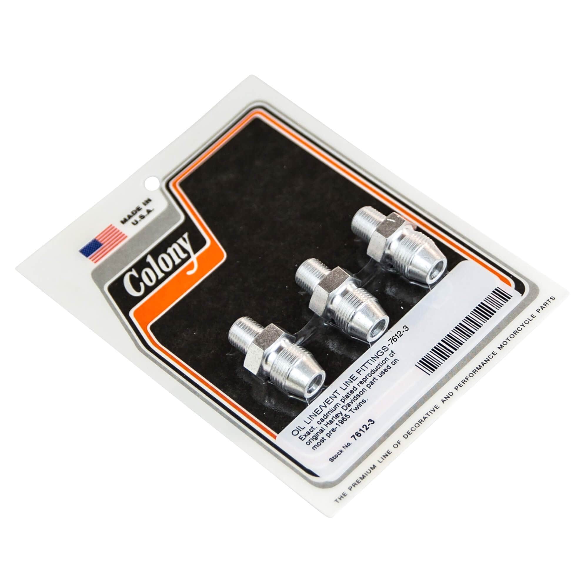 #7612-3 Oil Line/Vent Line Fittings Pre-1965 Harley-Davidson Big Twins - CAD Plated