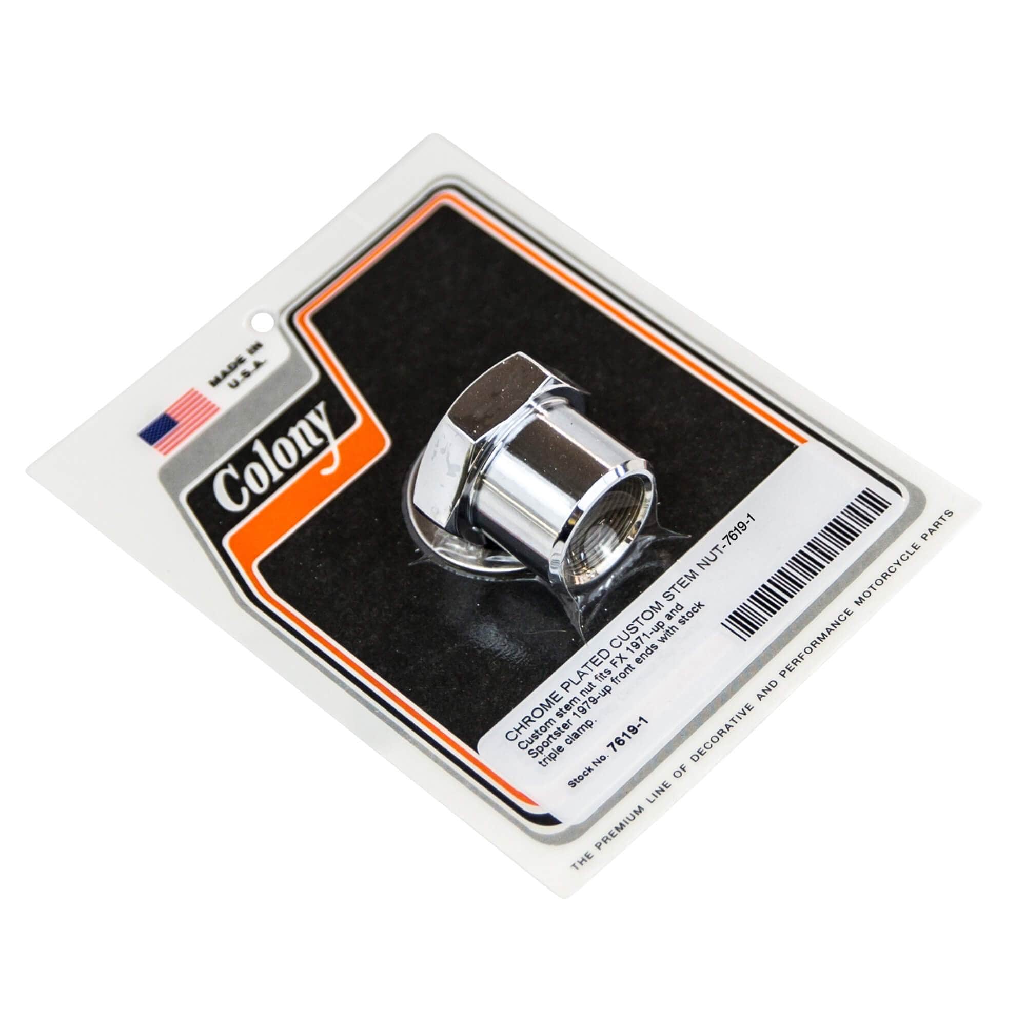 #7619-1 Custom Stem Nut 1971-Up Harley-Davidson 1979-Up Sportster - Chrome Plated