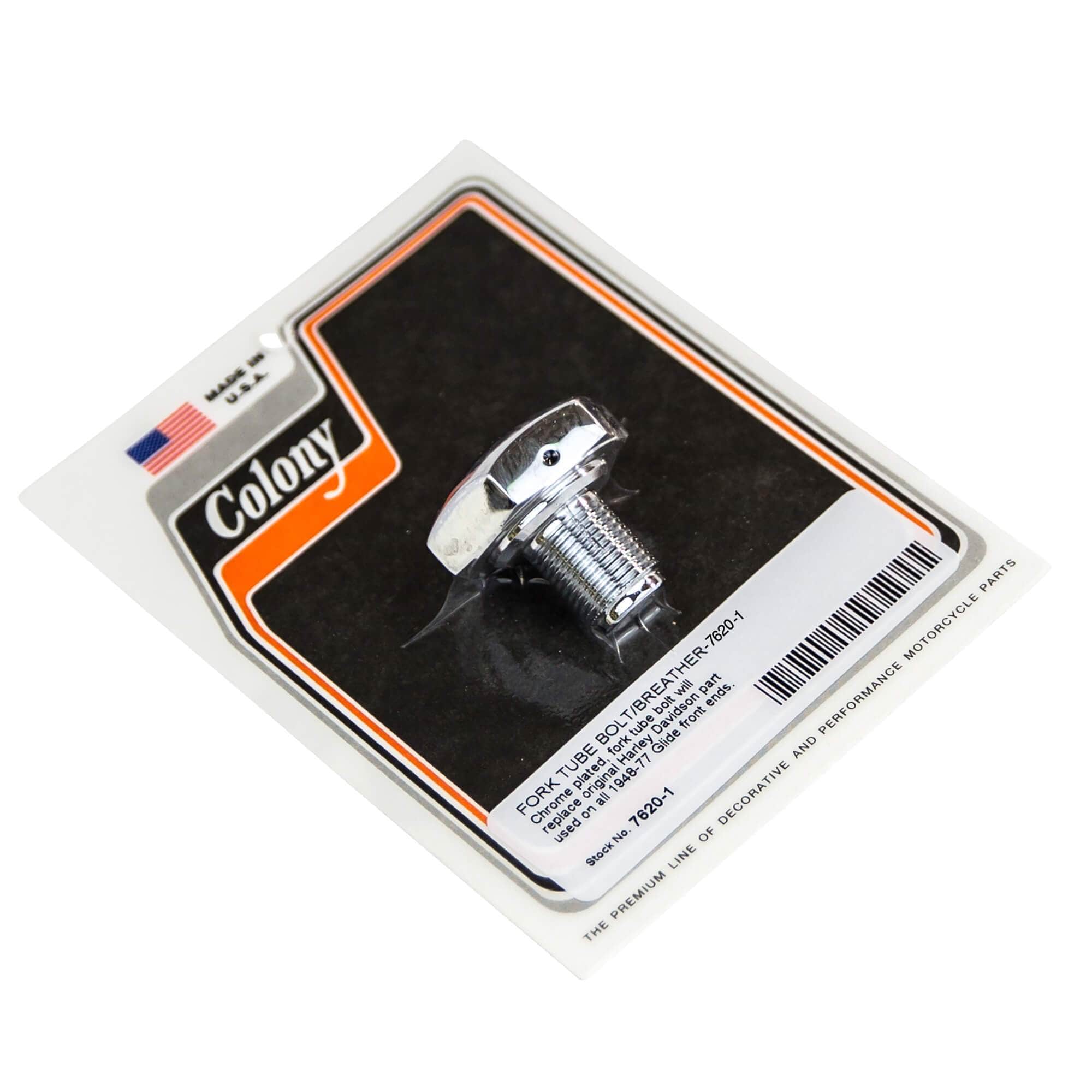 #7620-1 Fork Tube Cap/Bolt/Breather 1947-1977 Harley-Davidson Glide Front Ends - Chrome Plated