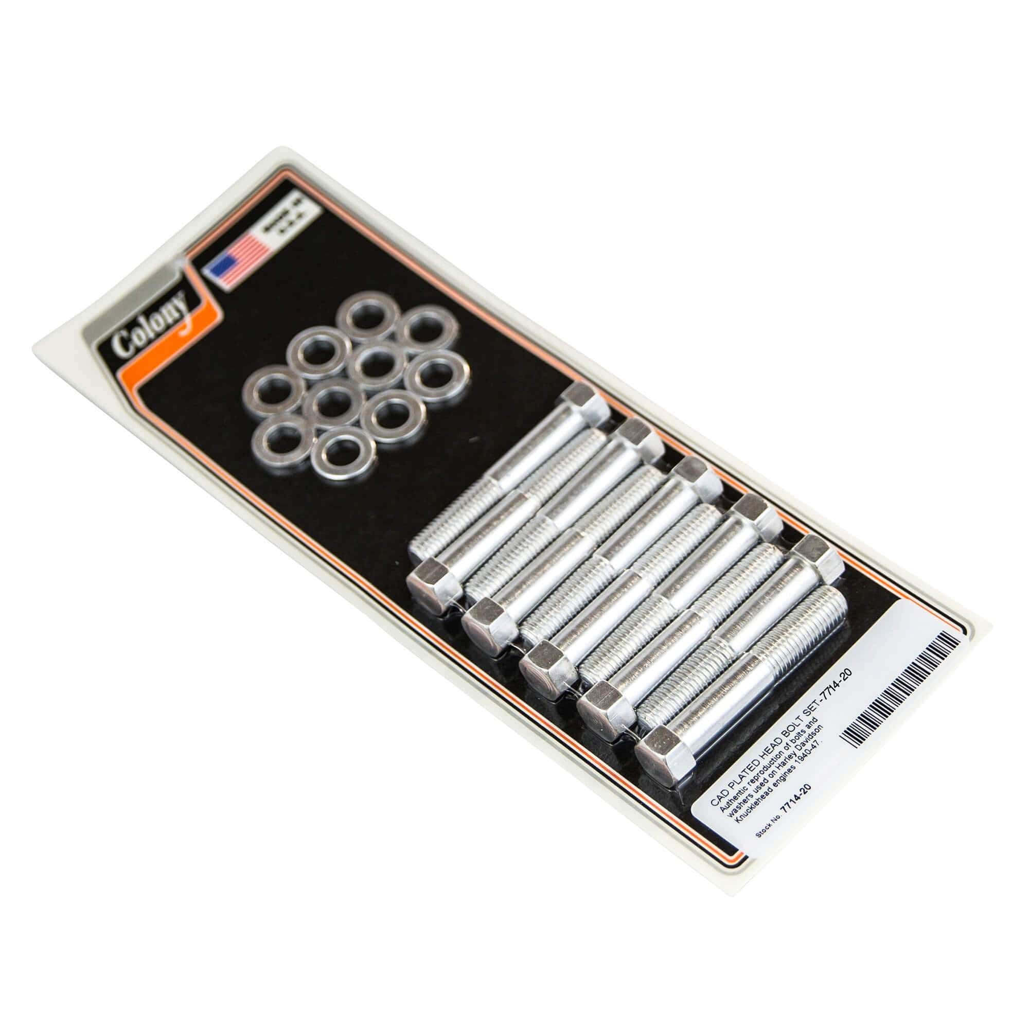 #7714-20 Head Bolt Set CAD Plated 1940-1947 Harley-Davidson Knucklehead Engines - CAD Plated
