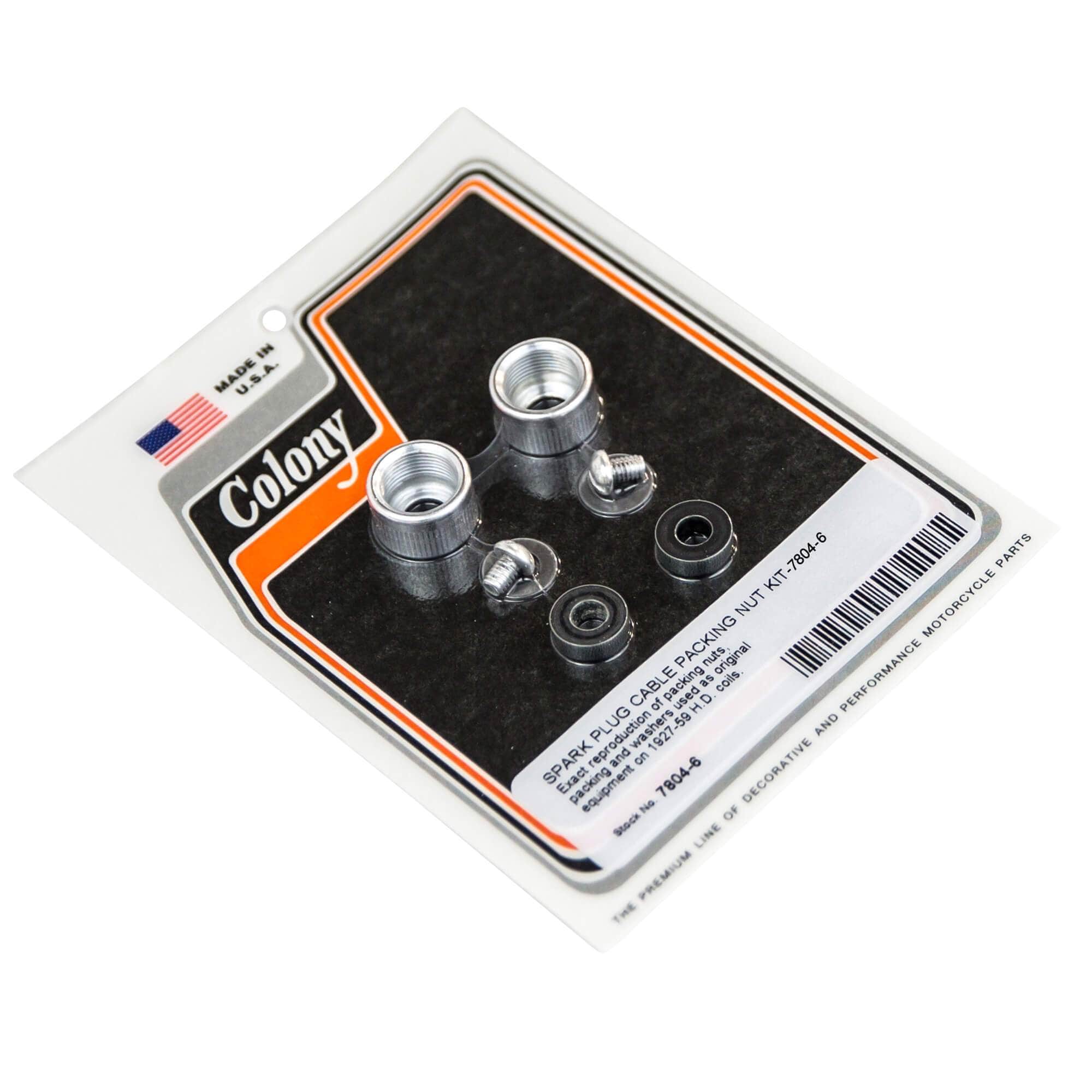 #7804-6 Spark Plug Cable Packing Nut Kit 1927-1959 Harley-Davidson Coils
