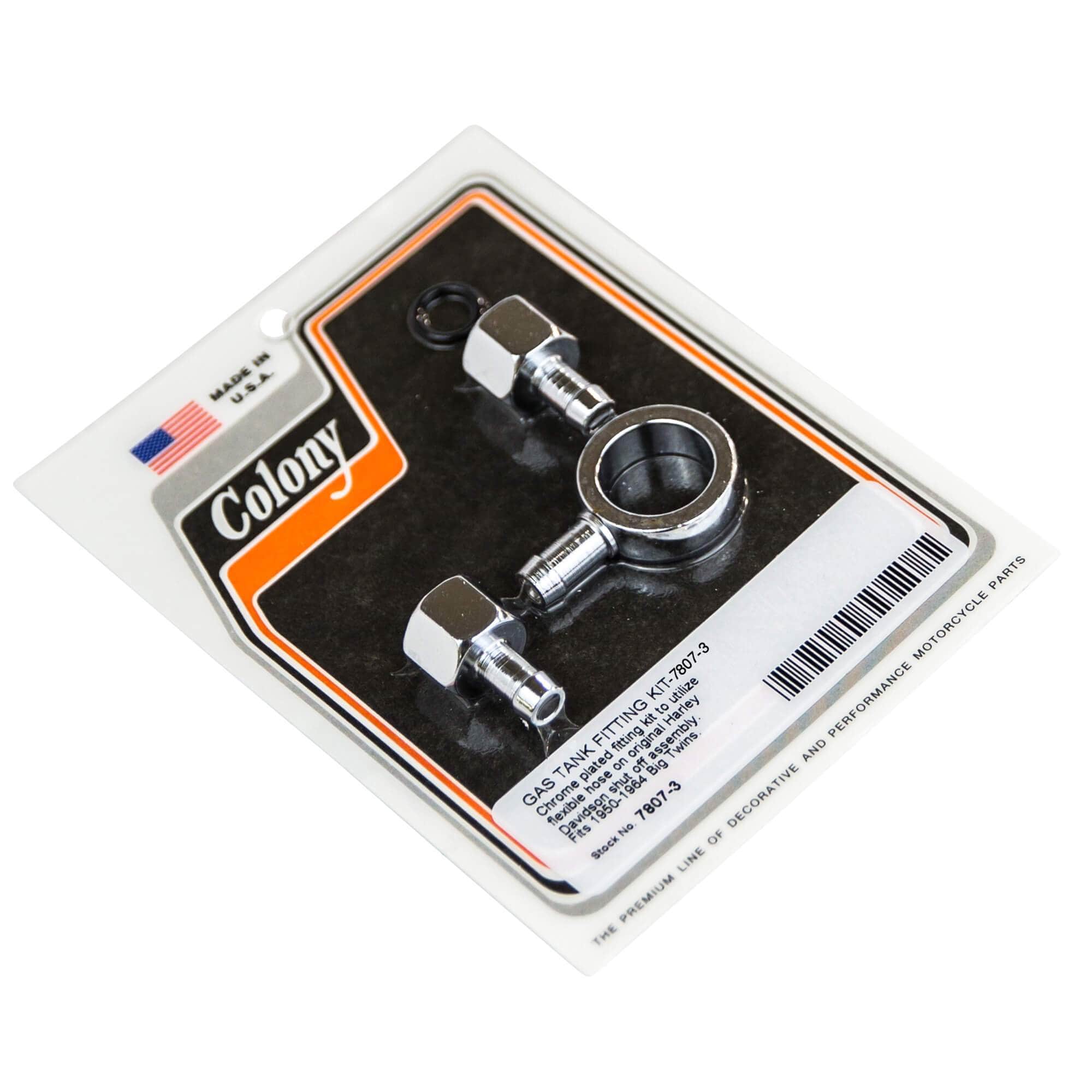 #7807-3 Gas Tank Fitting Kit 1950-1965 Harley-Davidson Big Twins - Chrome Plated