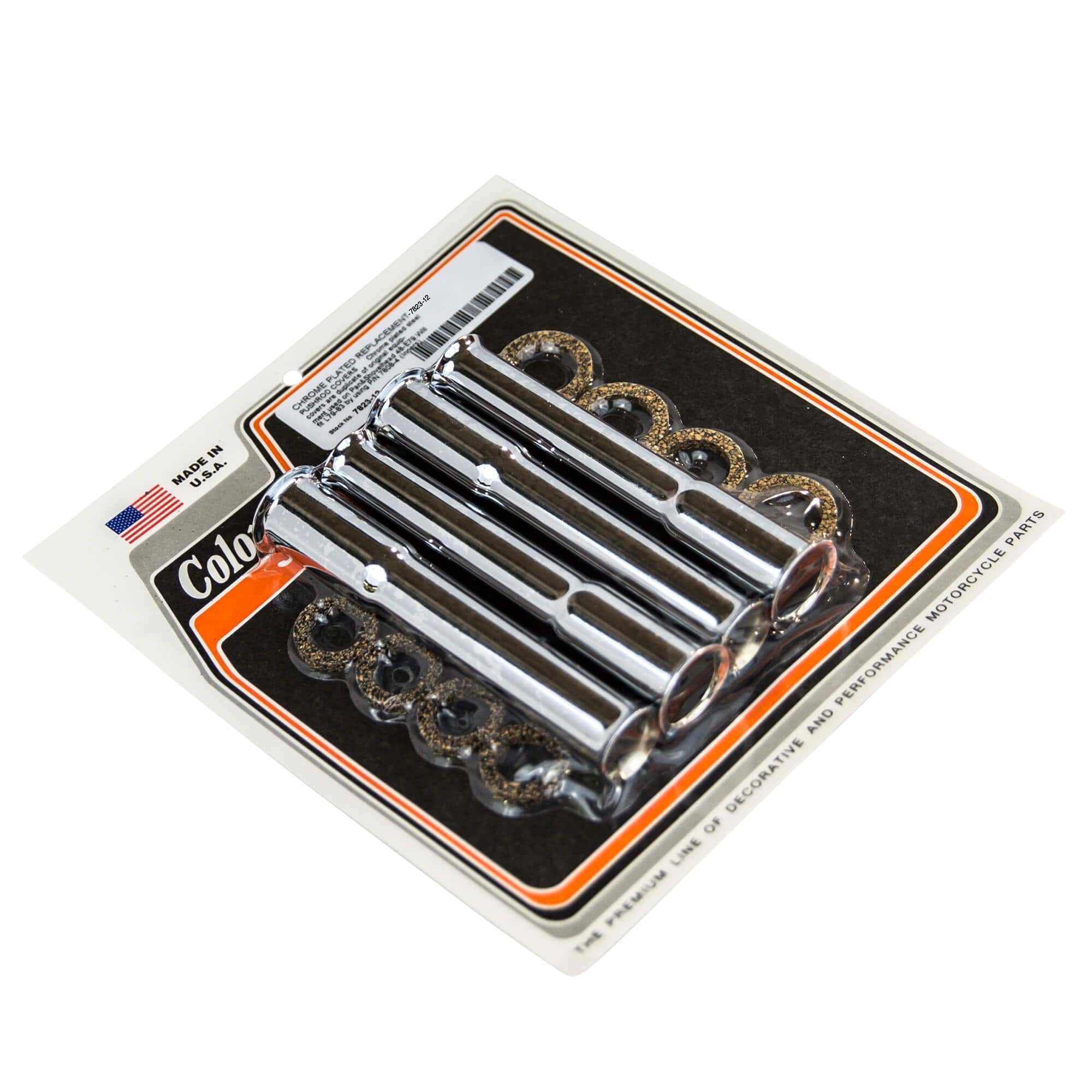 #7823-12 Pushrod Covers 1948-Early 1979 Harley-Davidson Panhead & Shovelhead - Chrome Plated