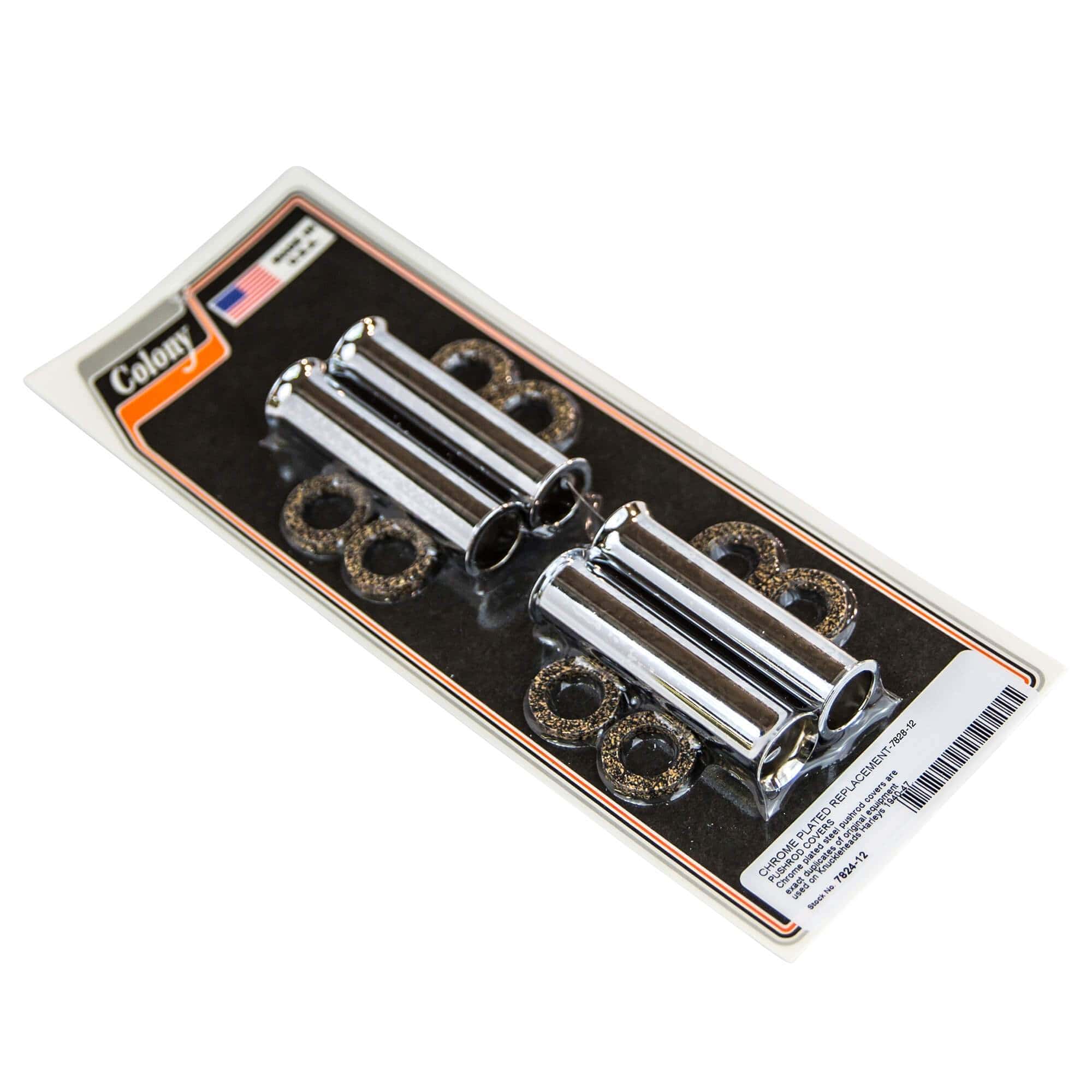 #7824-12 Pushrod Covers 1940-1947 Harley-Davidson Knuckleheads - Chrome Plated