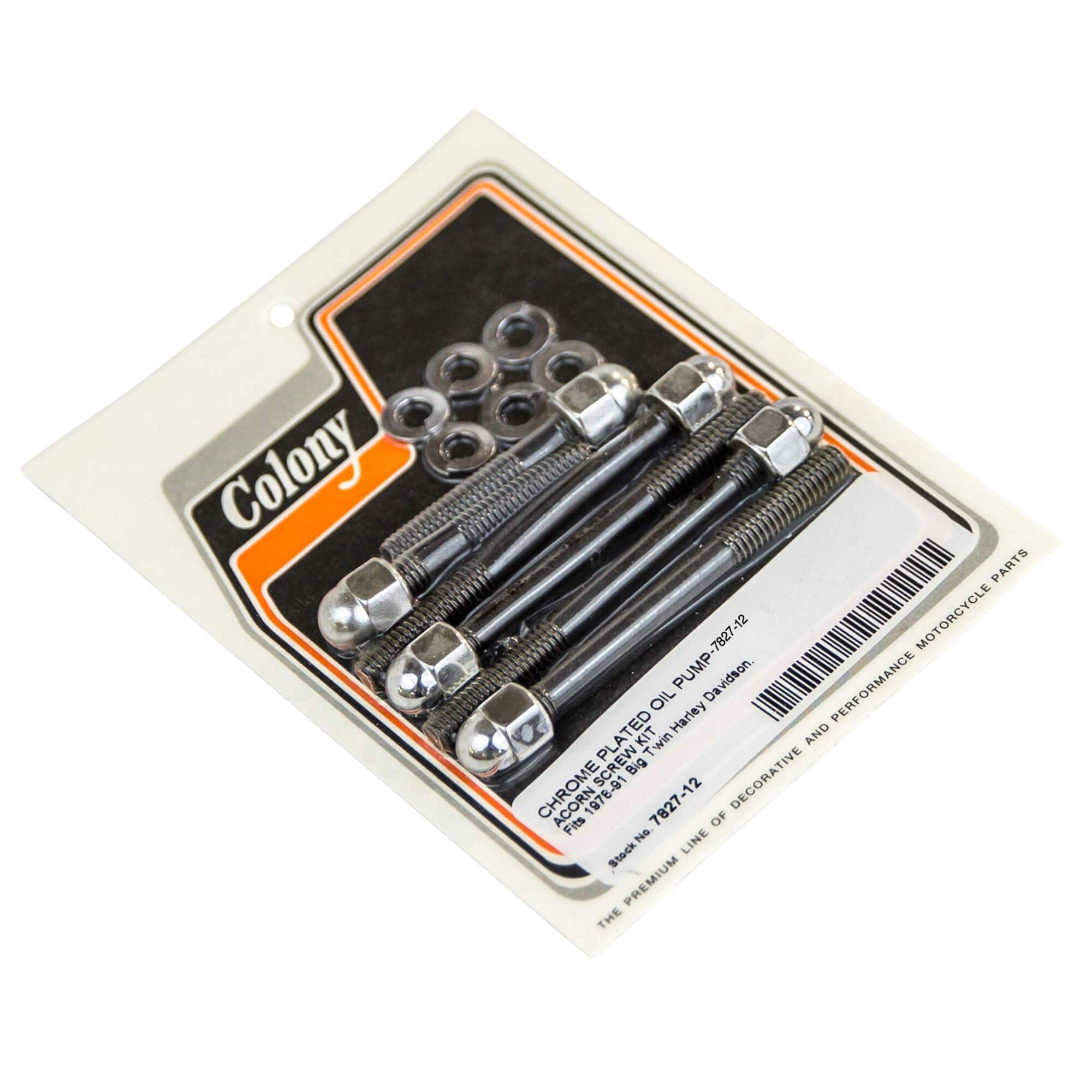 #7827-12 Oil Pump Acorn Screw Kit 1978-1991 Harley-Davidson Big Twins - Chrome Plated