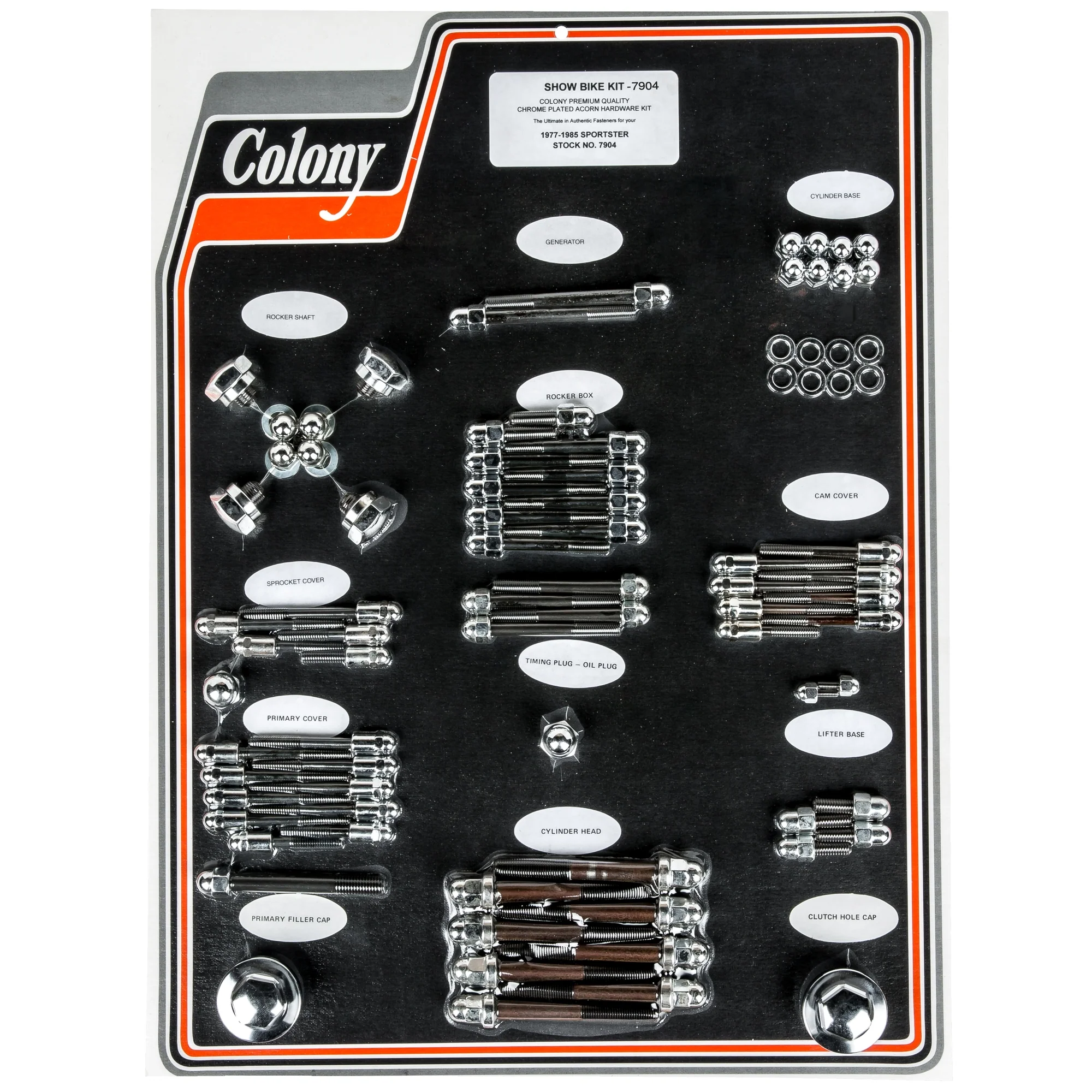 #7904 Complete Show Bike Kit Acorn Hardware Harley-Davidson 1977-1985 Sportster - Chrome Plated