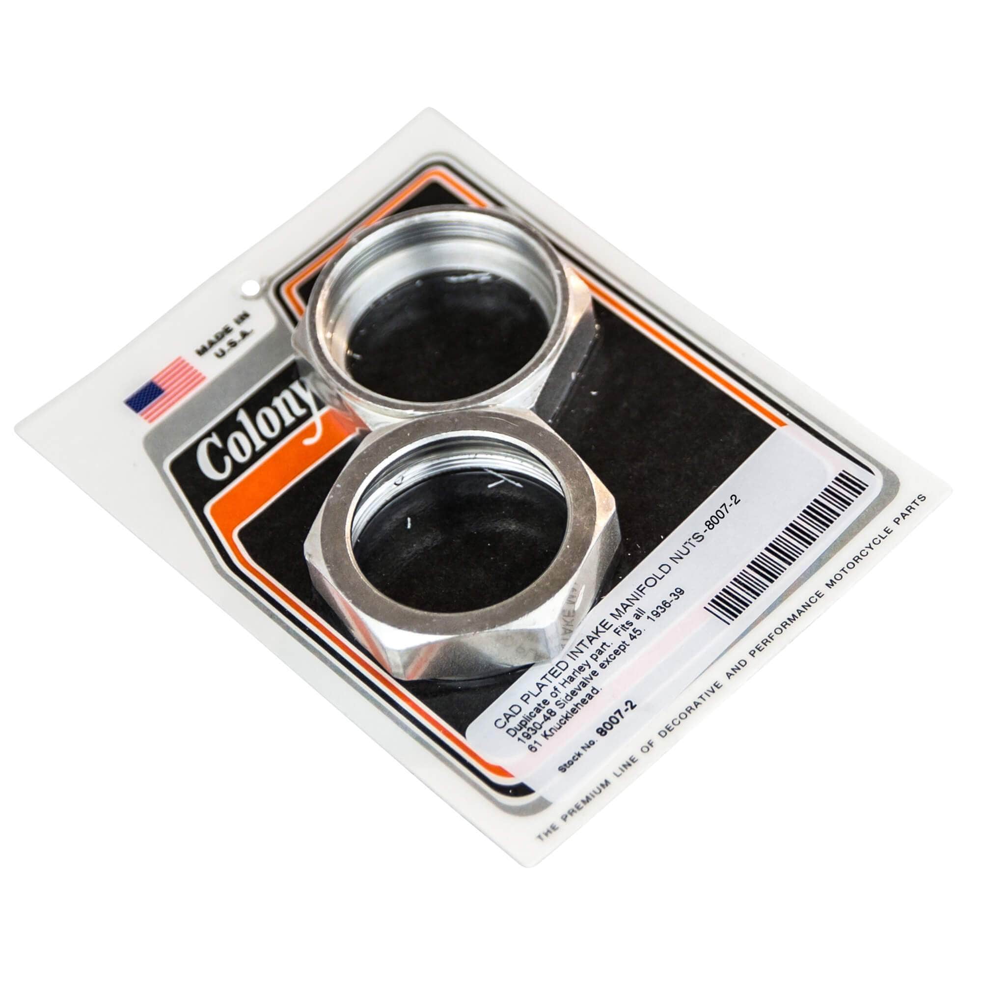 #8007-2 Intake Manifold Nuts 1936-1939 61 c.i. Knucklehead & 1930-1948 Sidevalve (Except 45's) - CAD Plated