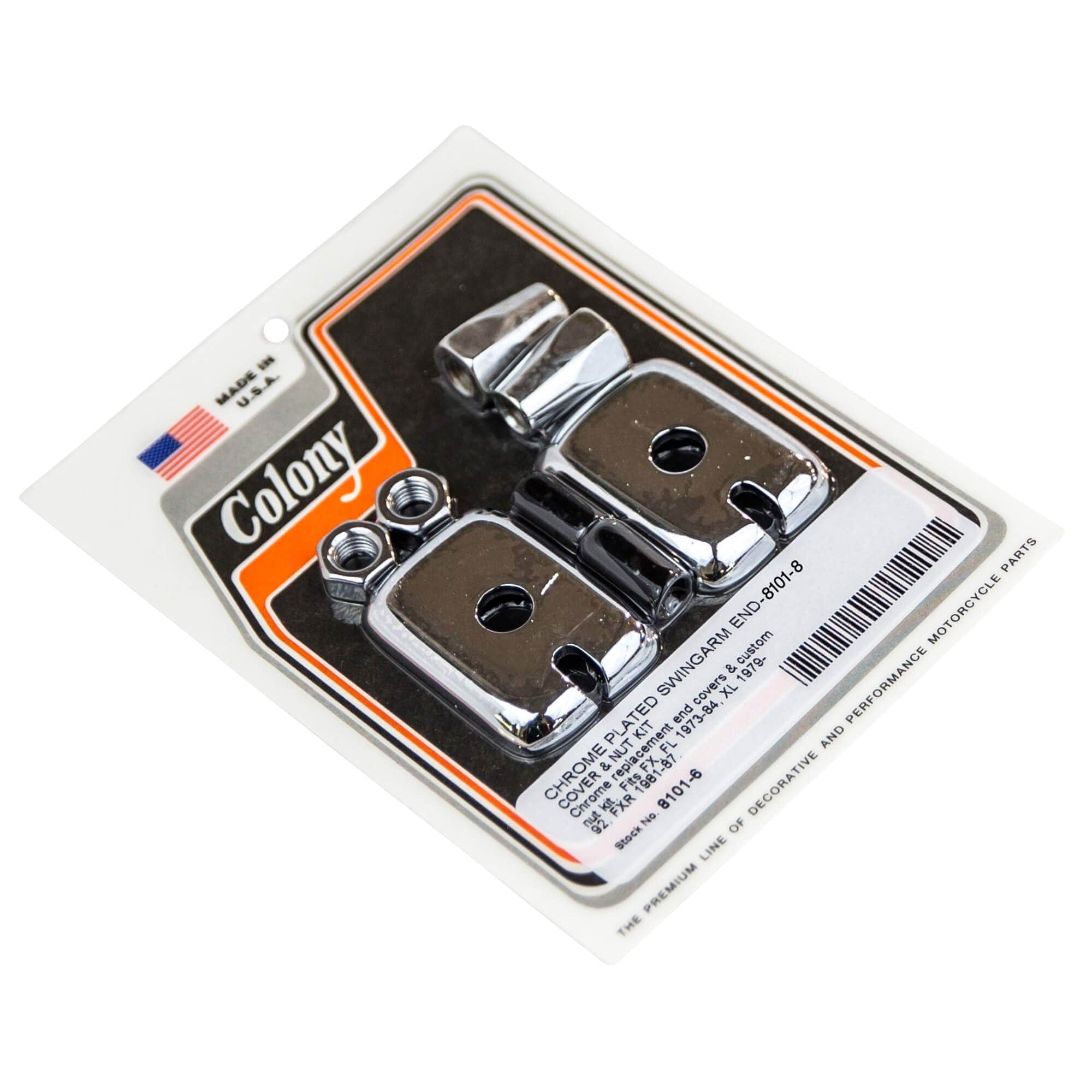 #8101-6 Swingarm End Cover Kit 1973-1984 Harley-Davidson FX/FL 1979-1992 XL 1981-1987 FXR - Chrome Plated