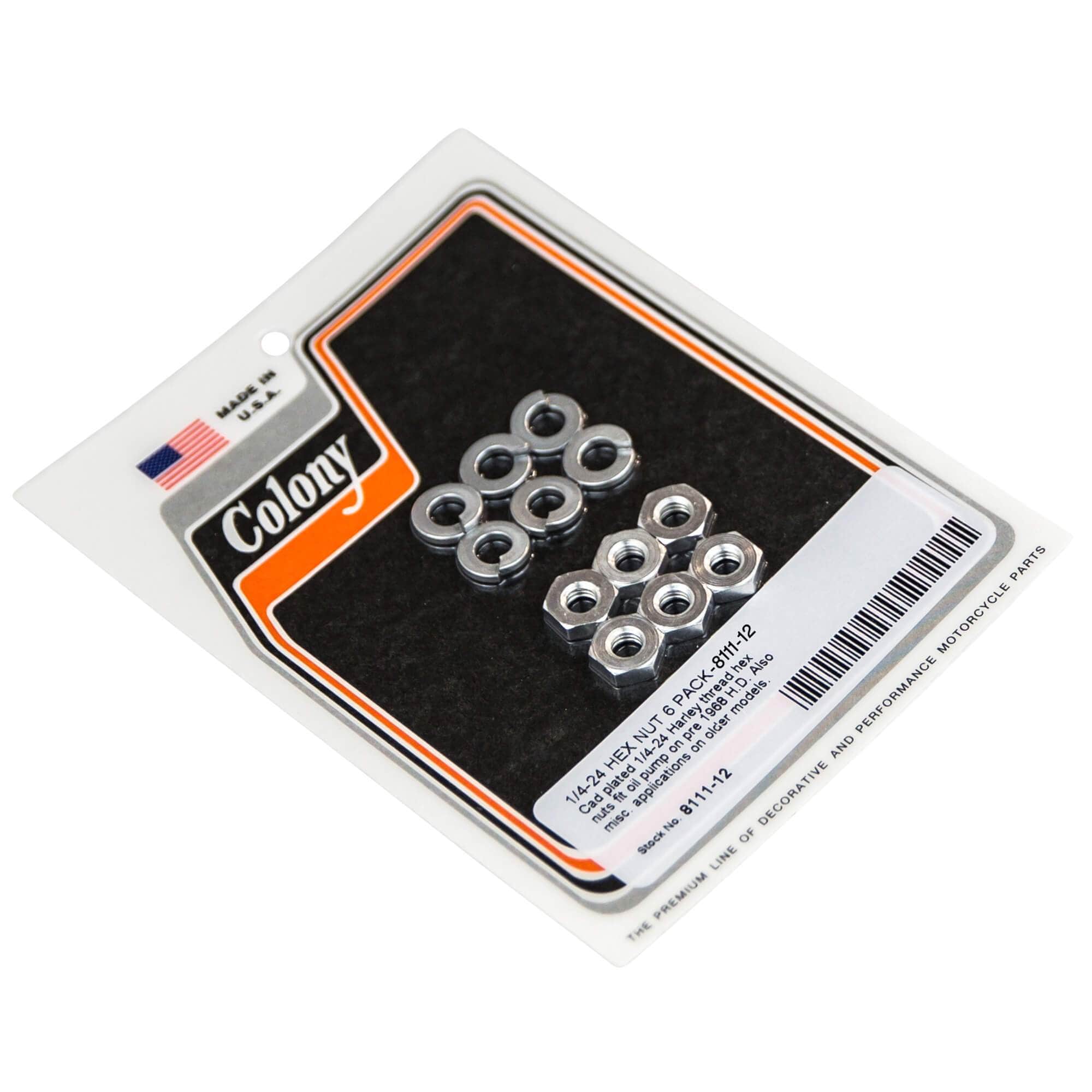 #8111-12 1/4-24 CAD Plated Hex Nuts - 6 Pack