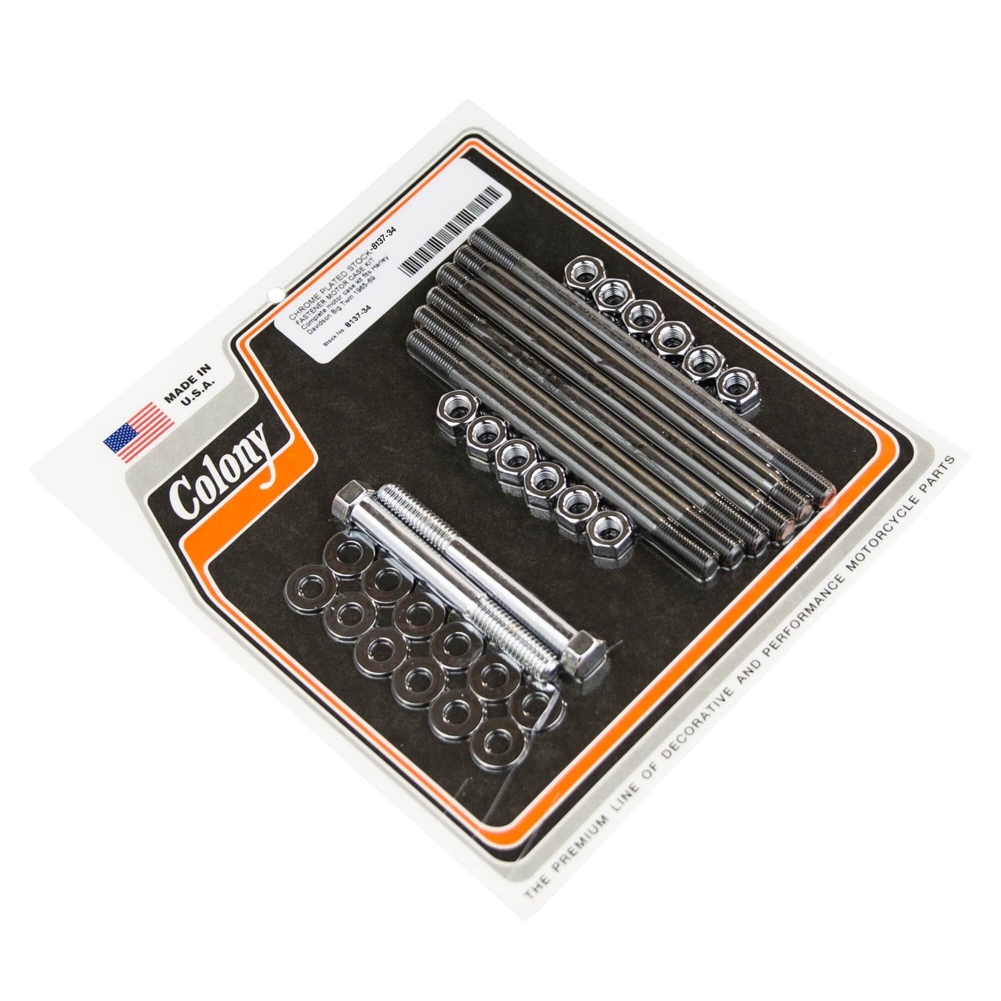#8137-34 Motor Case Kit Stock 1965-1969 Harley-Davidson Big Twin - Chrome Plated