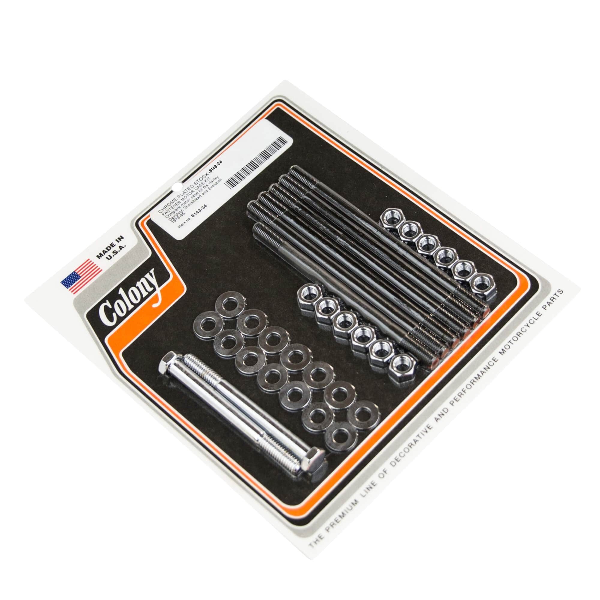#8143-34 Motor Case Kit Stock 1979-1995 Harley-Davidson Shovelhead/Evo - Chrome Plated