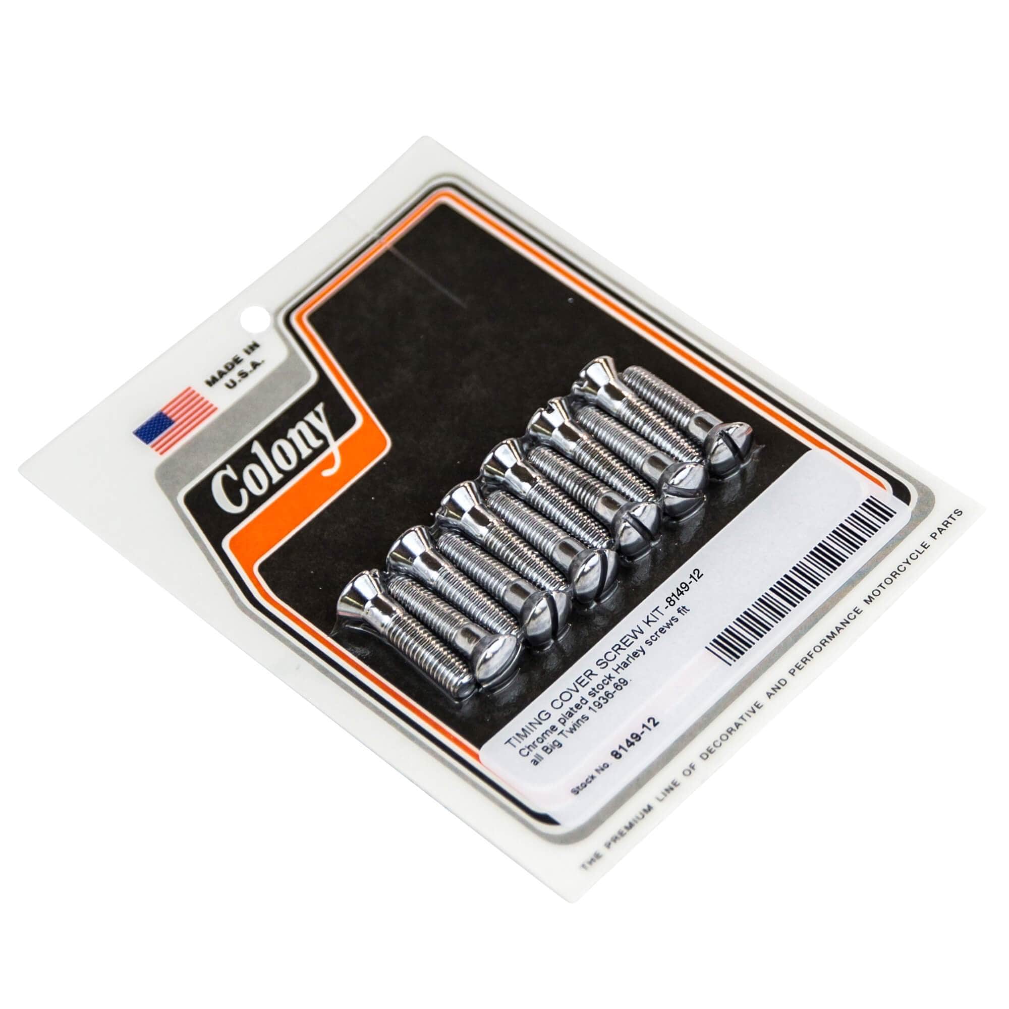 #8149-12 Timing Cover Screw Kit 1936-1969 Harley-Davidson Big Twins - Chrome Plated