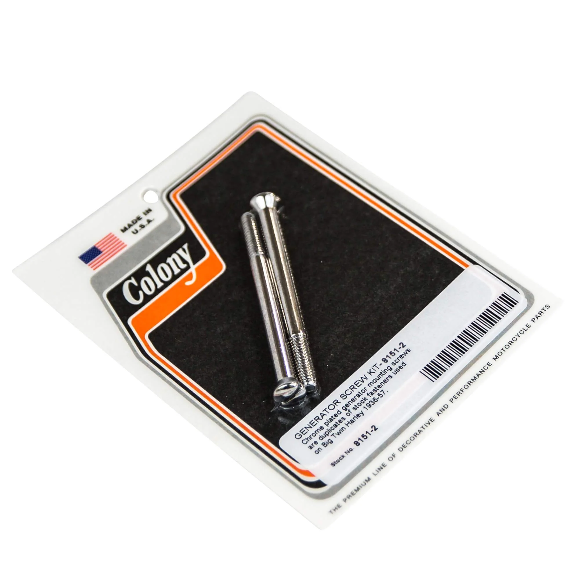 #8151-2 Generator Screw Kit 1936-1957 Harley-Davidson Big Twin - Chrome Plated