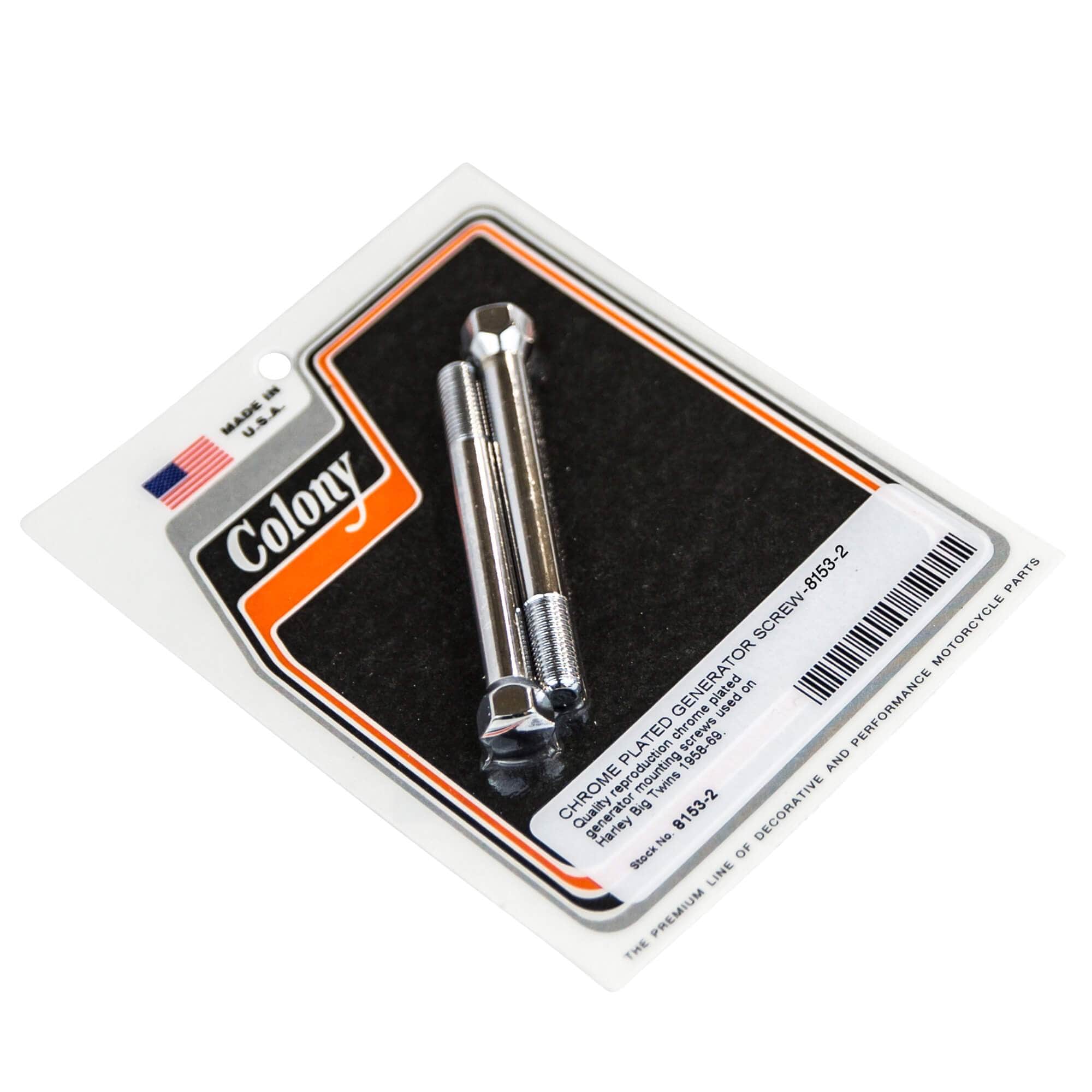 #8153-2 Generator Mounting Screws 1958-1969 Harley-Davidson Big Twins - Chrome Plated