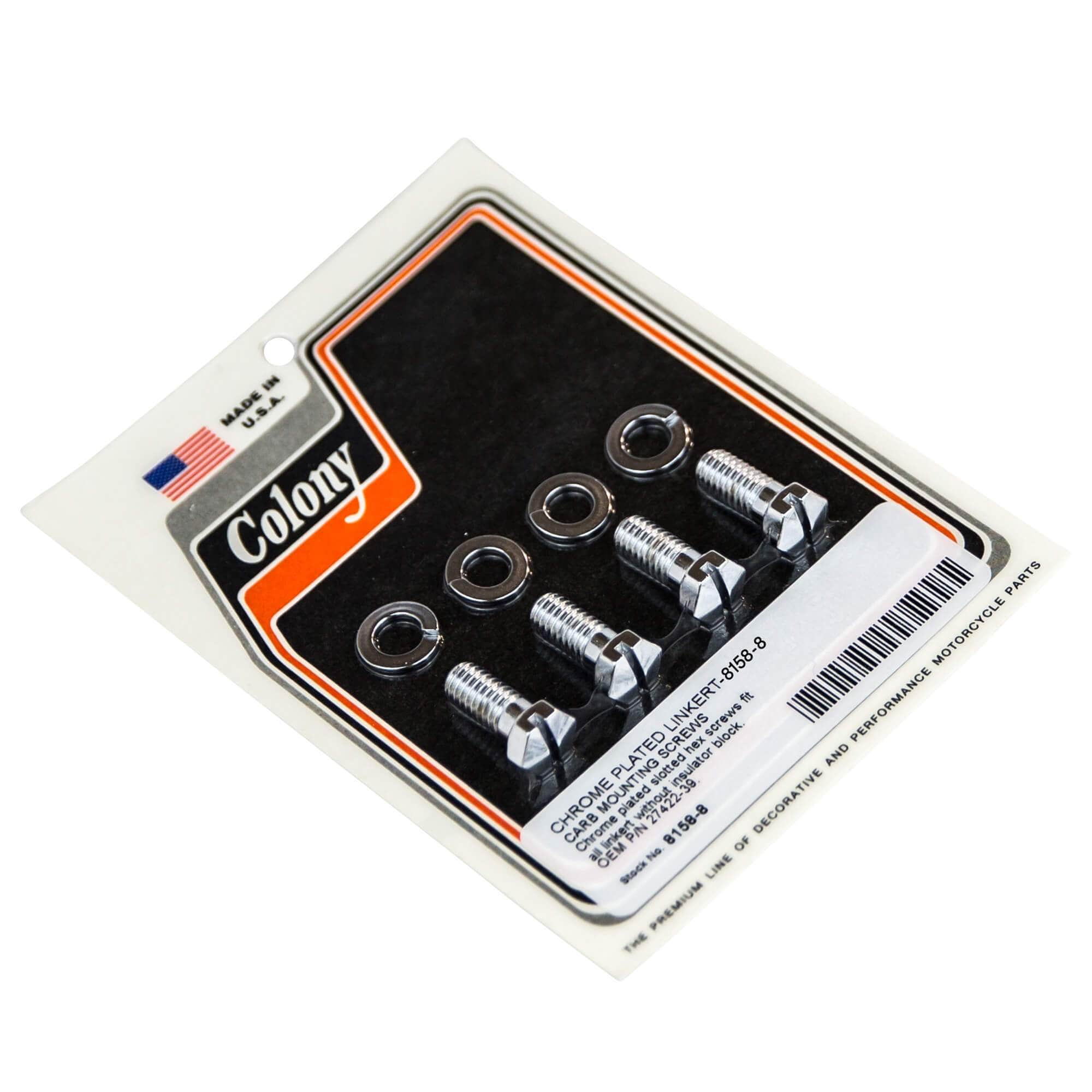 #8158-8 Linkert Carb Mounting Screws OEM #27422-39 - Chrome Plated