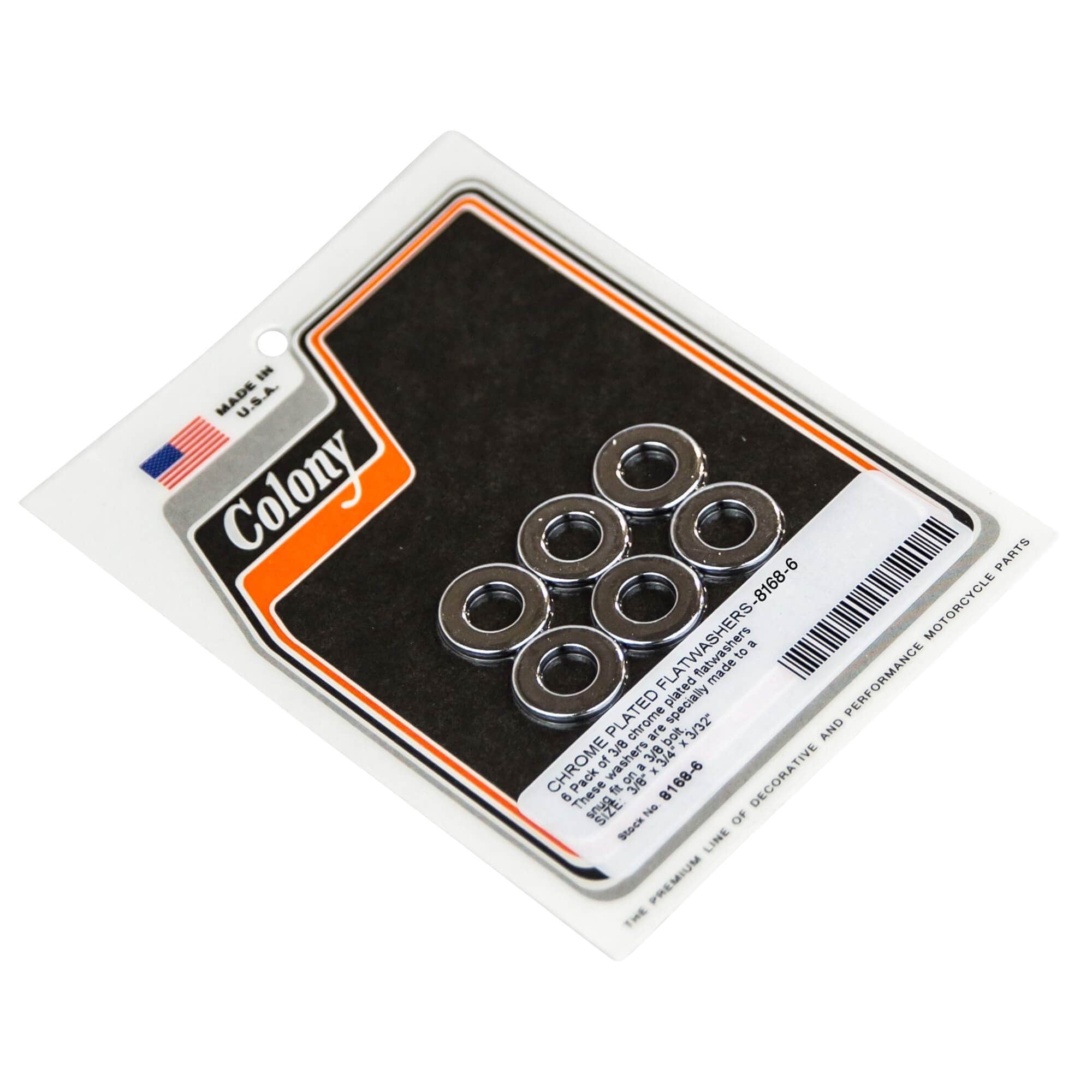 #8168-6 3/8 inch Chrome Plated Flatwashers - 6 Pack