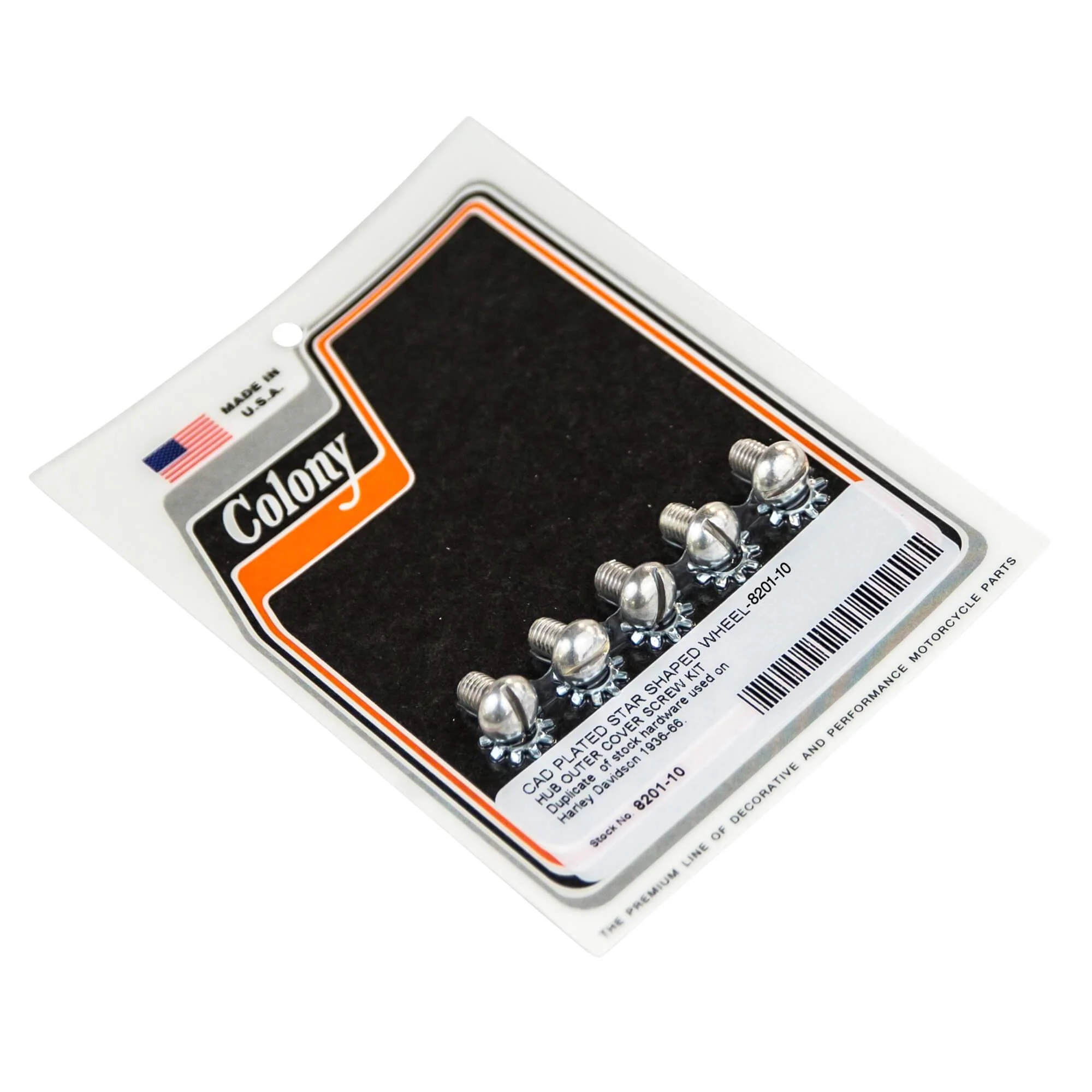 #8201-10 Star Shaped Wheel Hub Outer Cover Screw Kit Fits 1936-1966 Harley-Davidson - CAD Plated