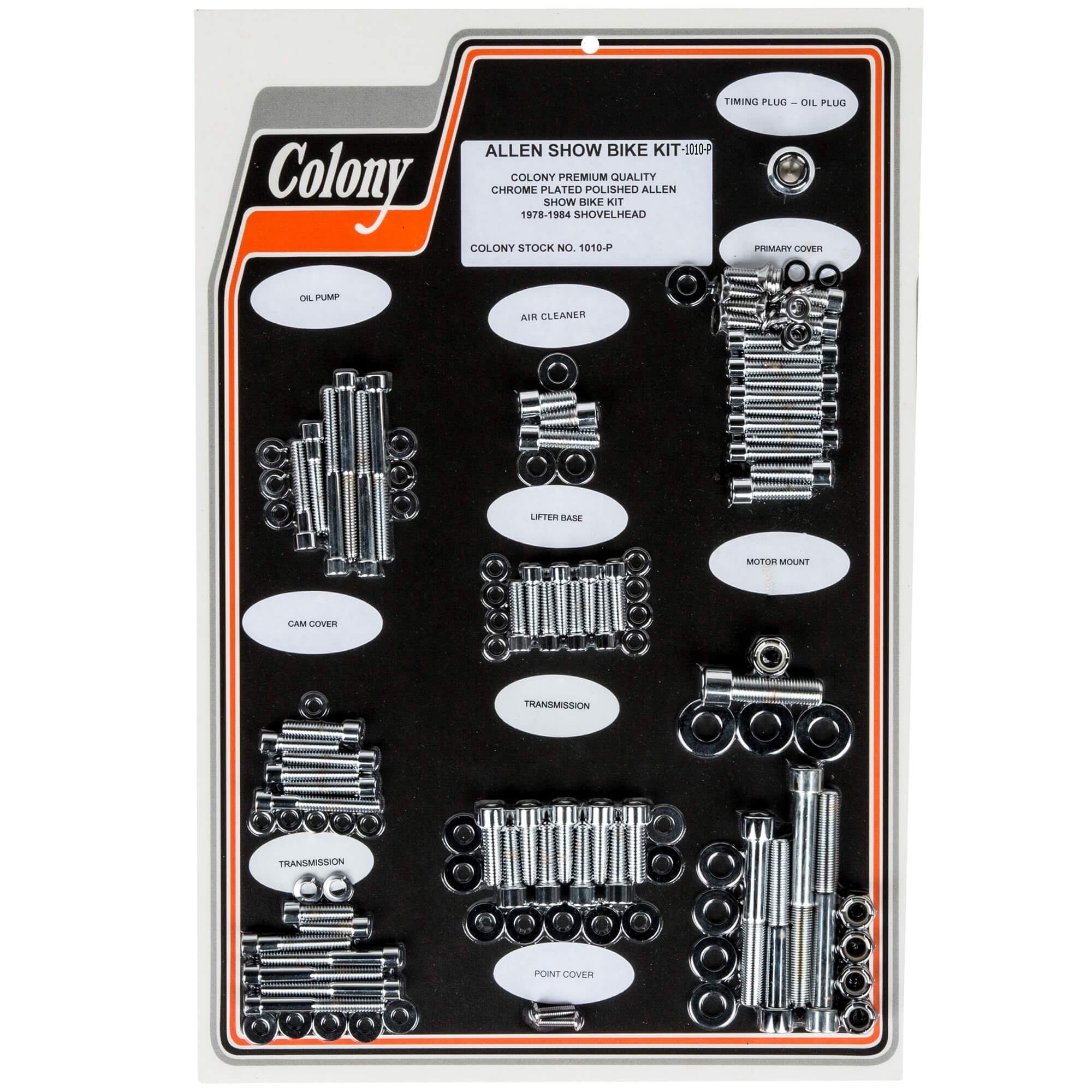 #1010-P Complete Show Bike Kit Smooth Allen Hardware 1978-1984 Harley-Davidson Shovelhead - Chrome Plated